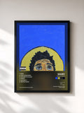 #noir Tableau de l'album Indigo Child de Raury, cadre noir, imprimé et encadré en France