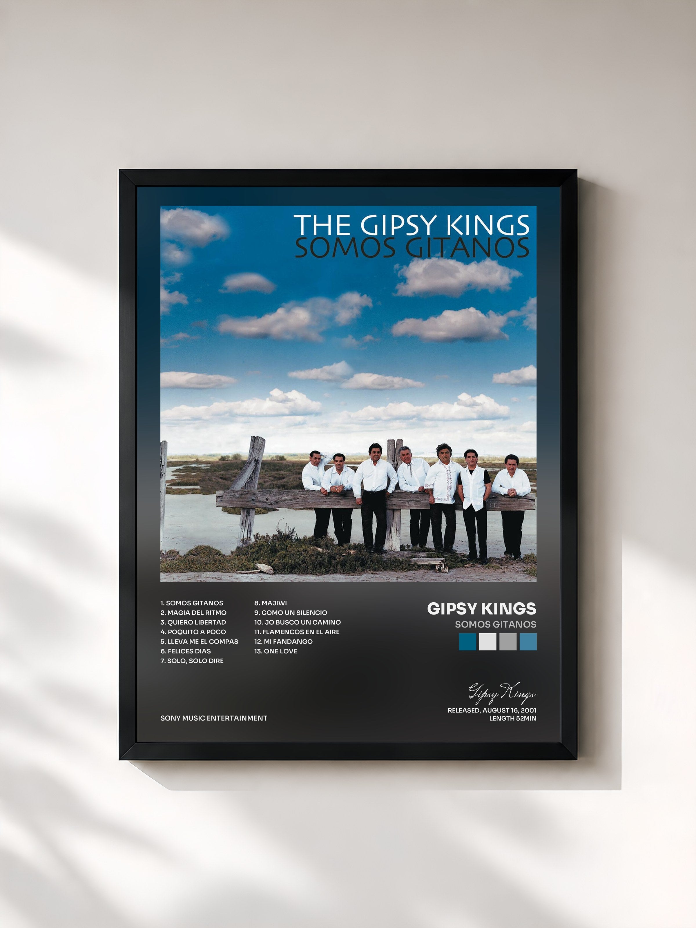 #noir Tableau de l'album Somos Gitanos de Gipsy Kings, cadre noir, imprimé et encadré en France