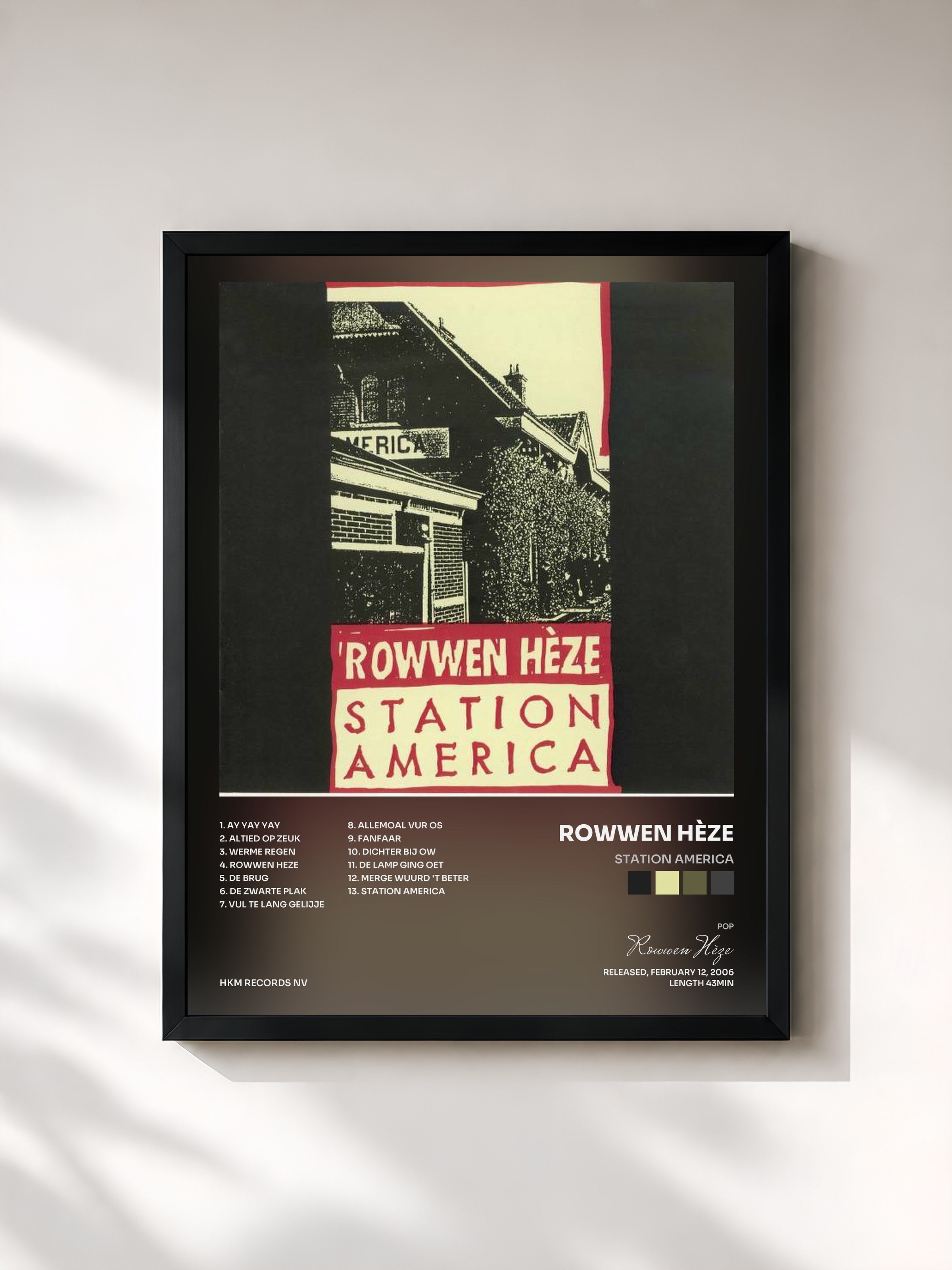 #noir Tableau de l'album Station America de Rowwen Hèze, cadre noir, imprimé et encadré en France