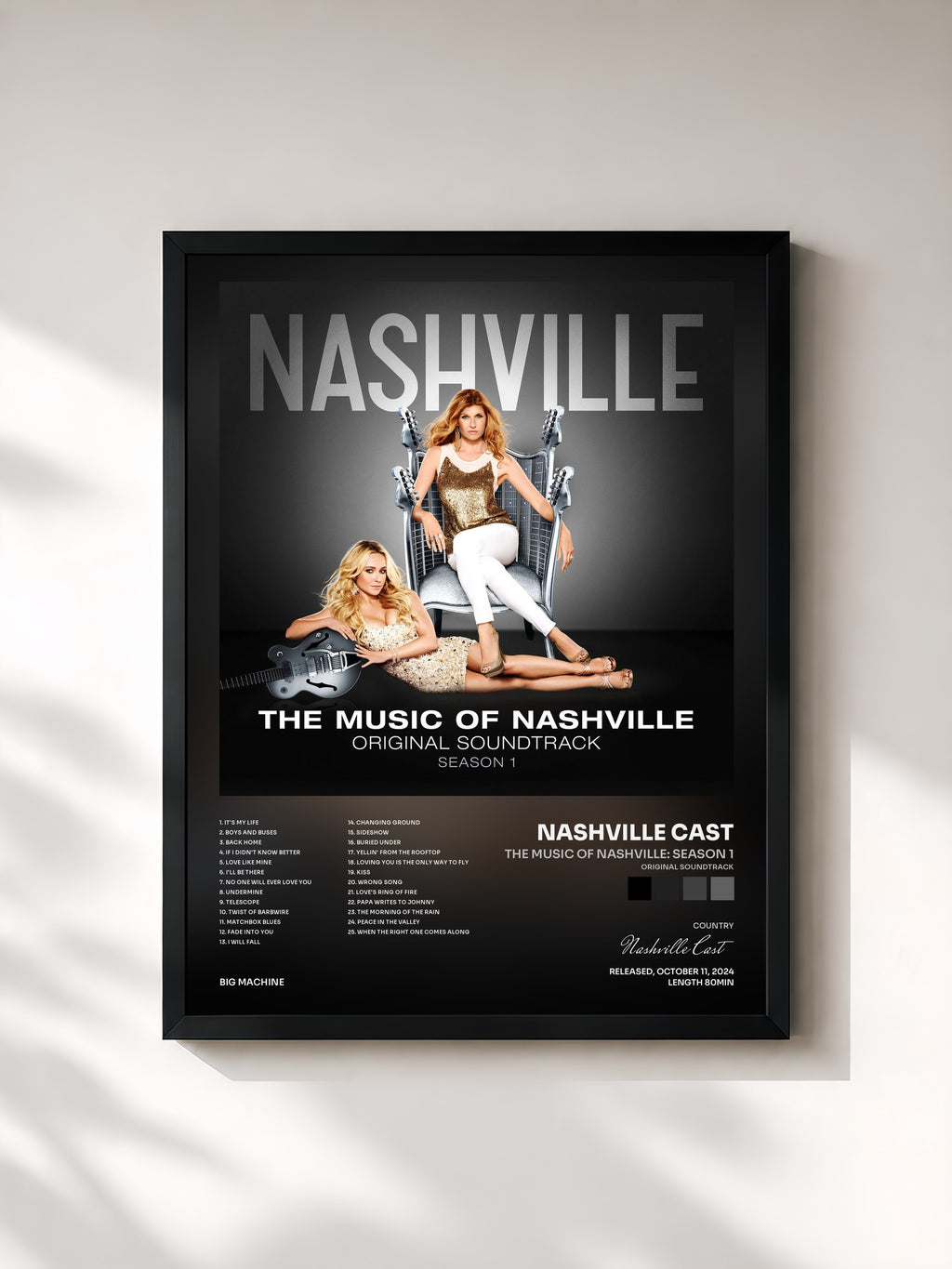#noir The Music Of Nashville: Season 1 (Original Soundtrack) von Nashville Cast als gerahmter Kunstdruck, schwarzer Rahmen, gedruckt und gerahmt in Frankreich