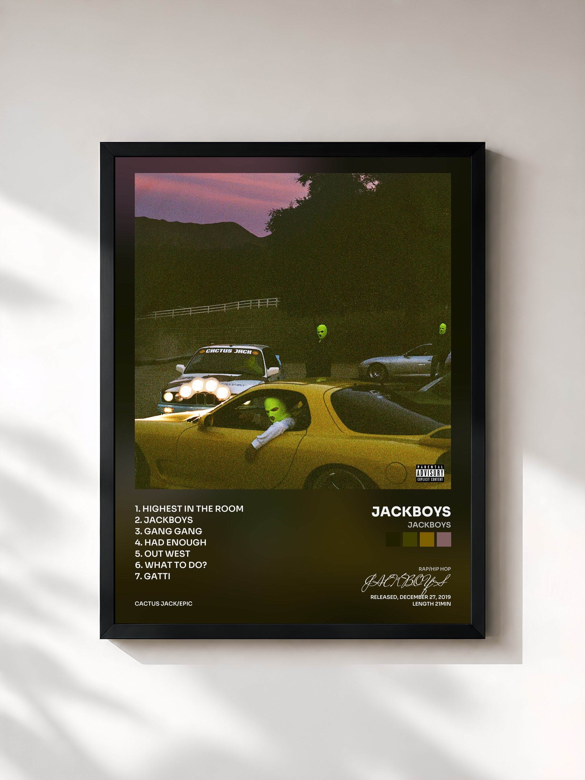 #noir Tableau de l'album JACKBOYS de JACKBOYS, cadre noir, imprimé et encadré en France