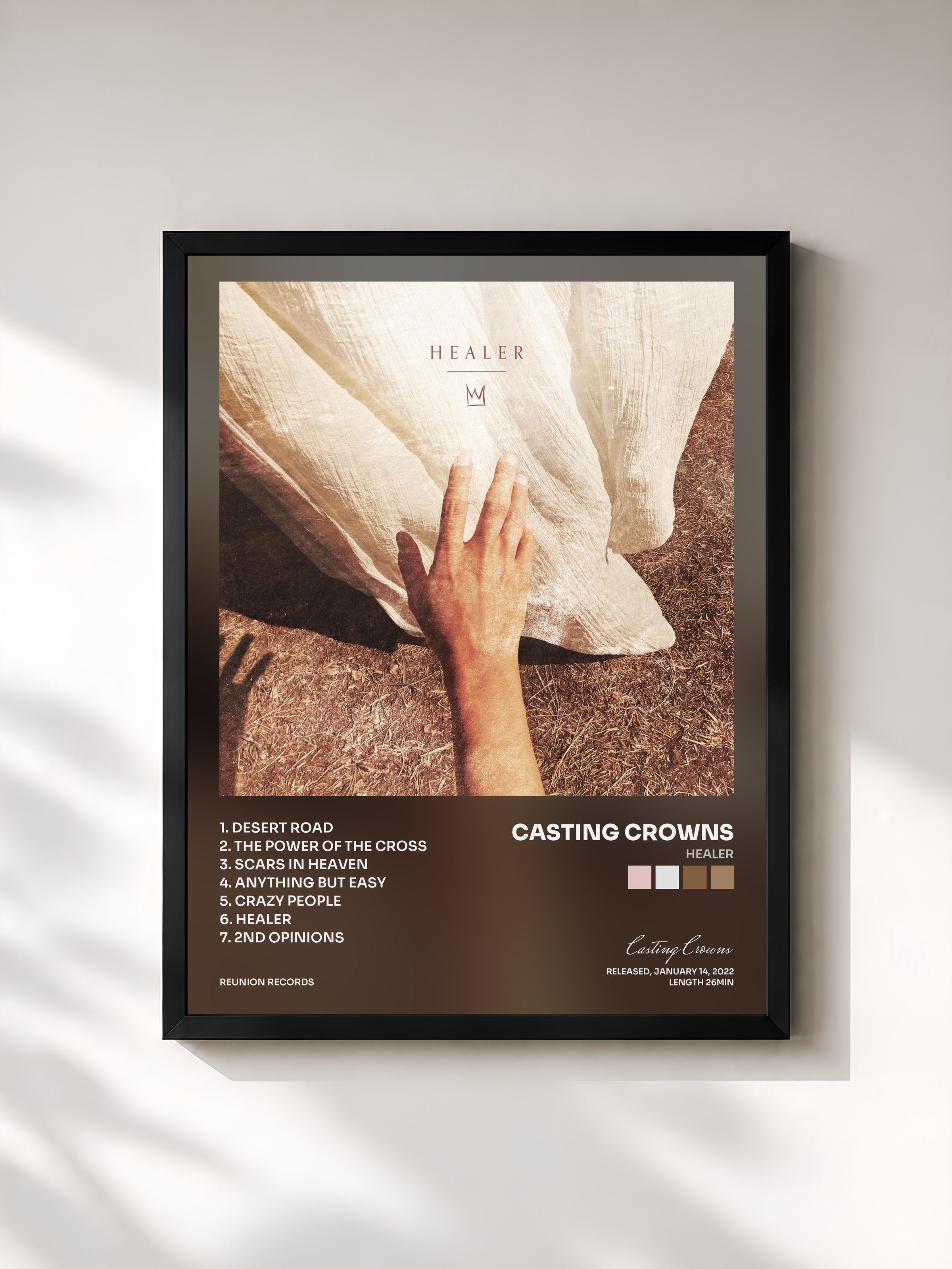#noir Tableau de l'album Healer de Casting Crowns, cadre noir, imprimé et encadré en France