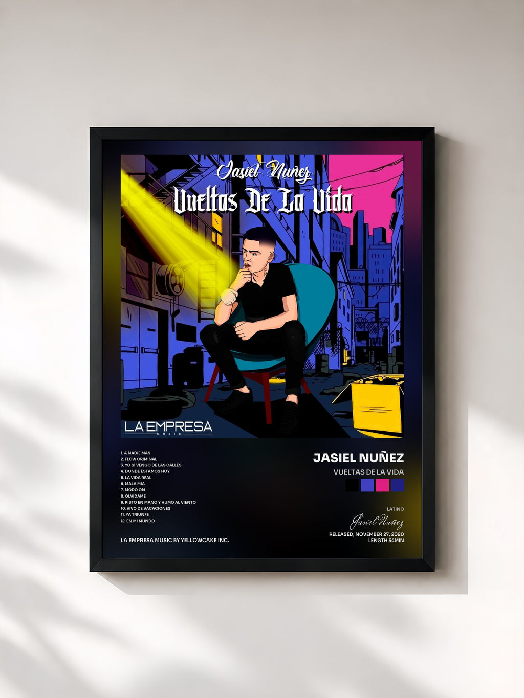 #noir Tableau de l'album Vueltas De La Vida de Jasiel Nuñez, cadre noir, imprimé et encadré en France