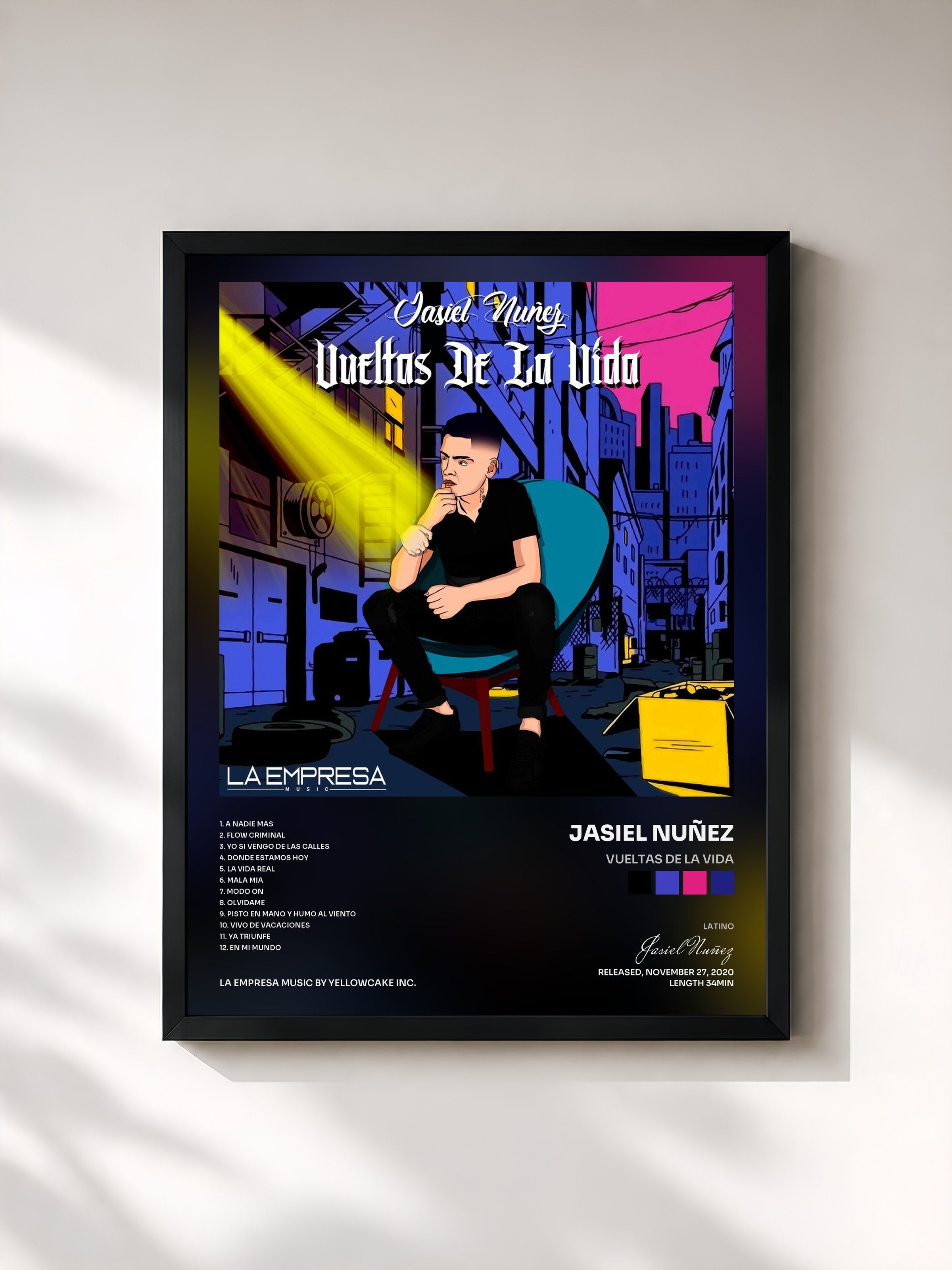 #noir Tableau de l'album Vueltas De La Vida de Jasiel Nuñez, cadre noir, imprimé et encadré en France