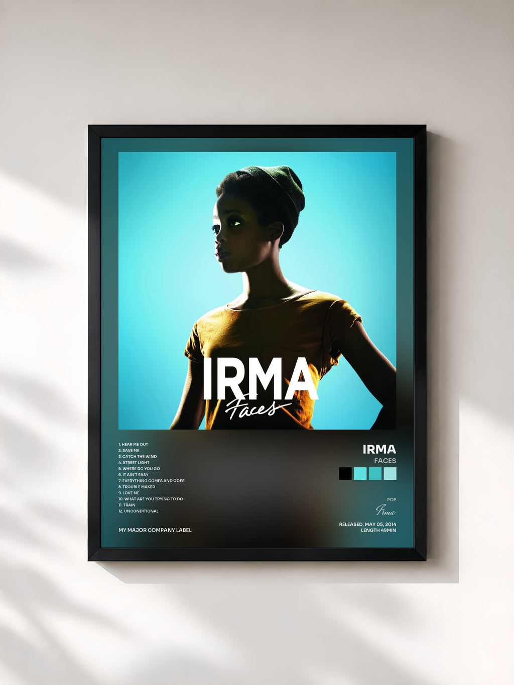 #noir Tableau de l'album Faces de Irma, cadre noir, imprimé et encadré en France