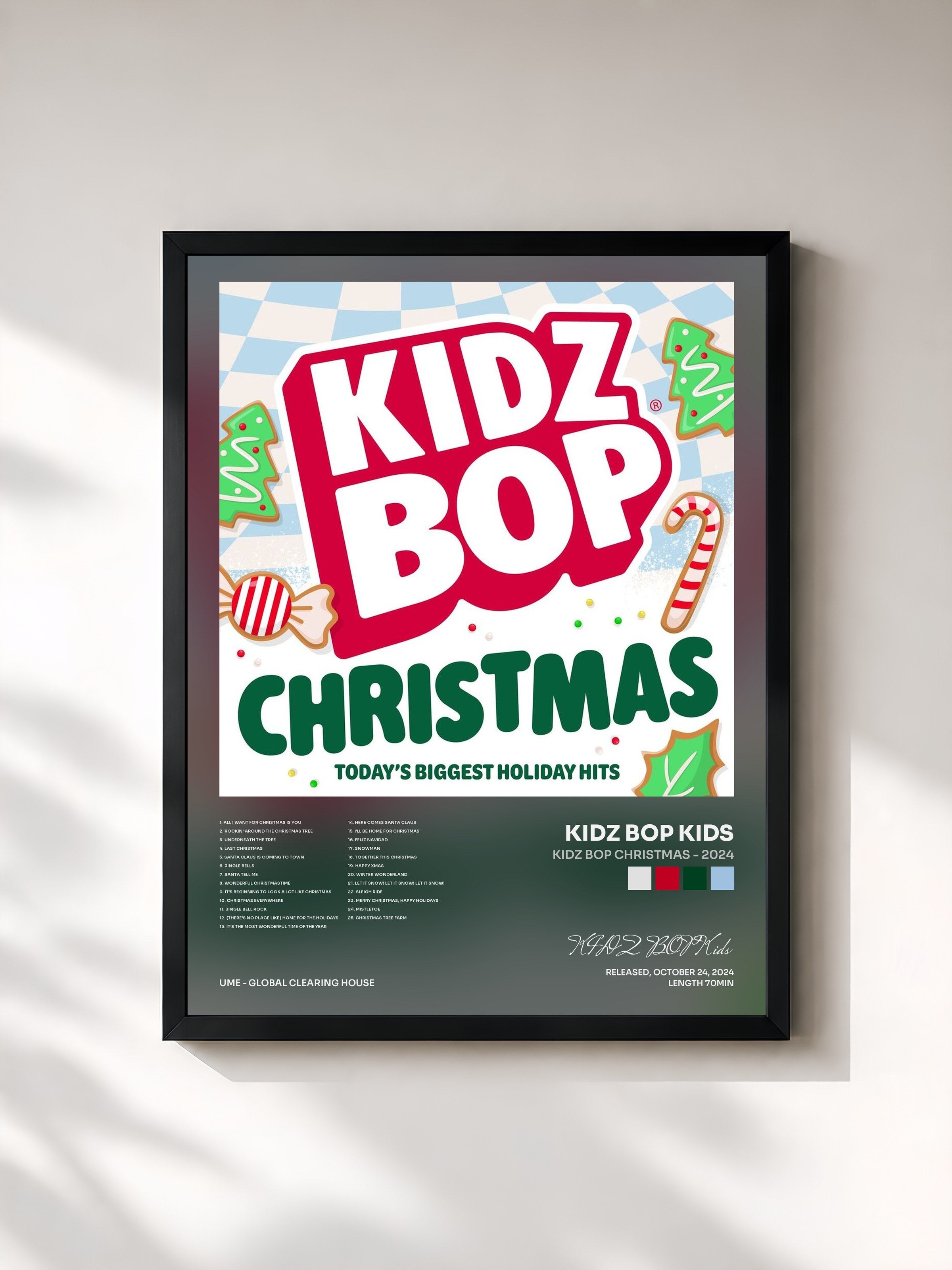 #noir Tableau de l'album KIDZ BOP Christmas - 2024 de KIDZ BOP Kids, cadre noir, imprimé et encadré en France