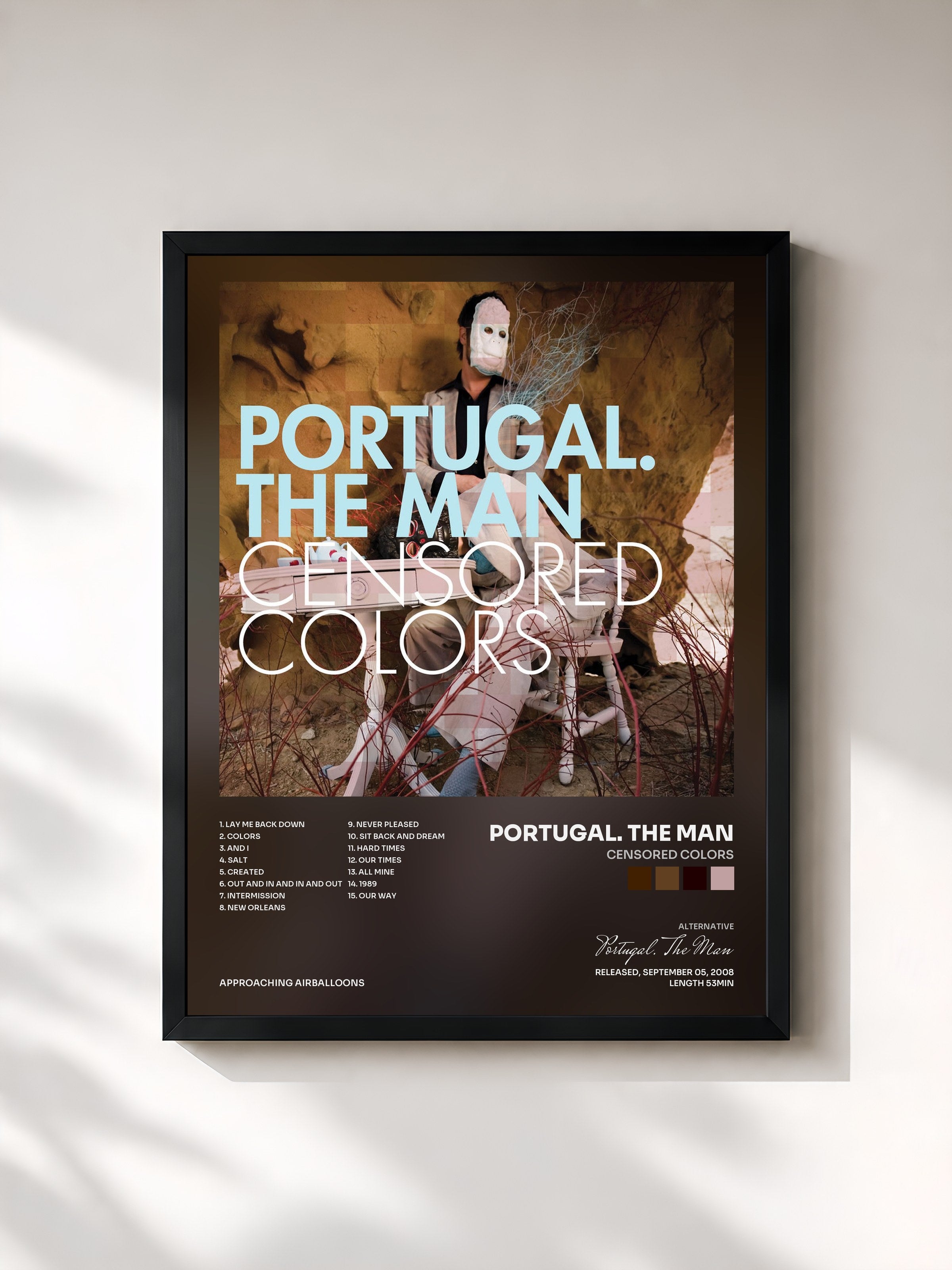 #noir Tableau de l'album Censored Colors de Portugal. The Man, cadre noir, imprimé et encadré en France