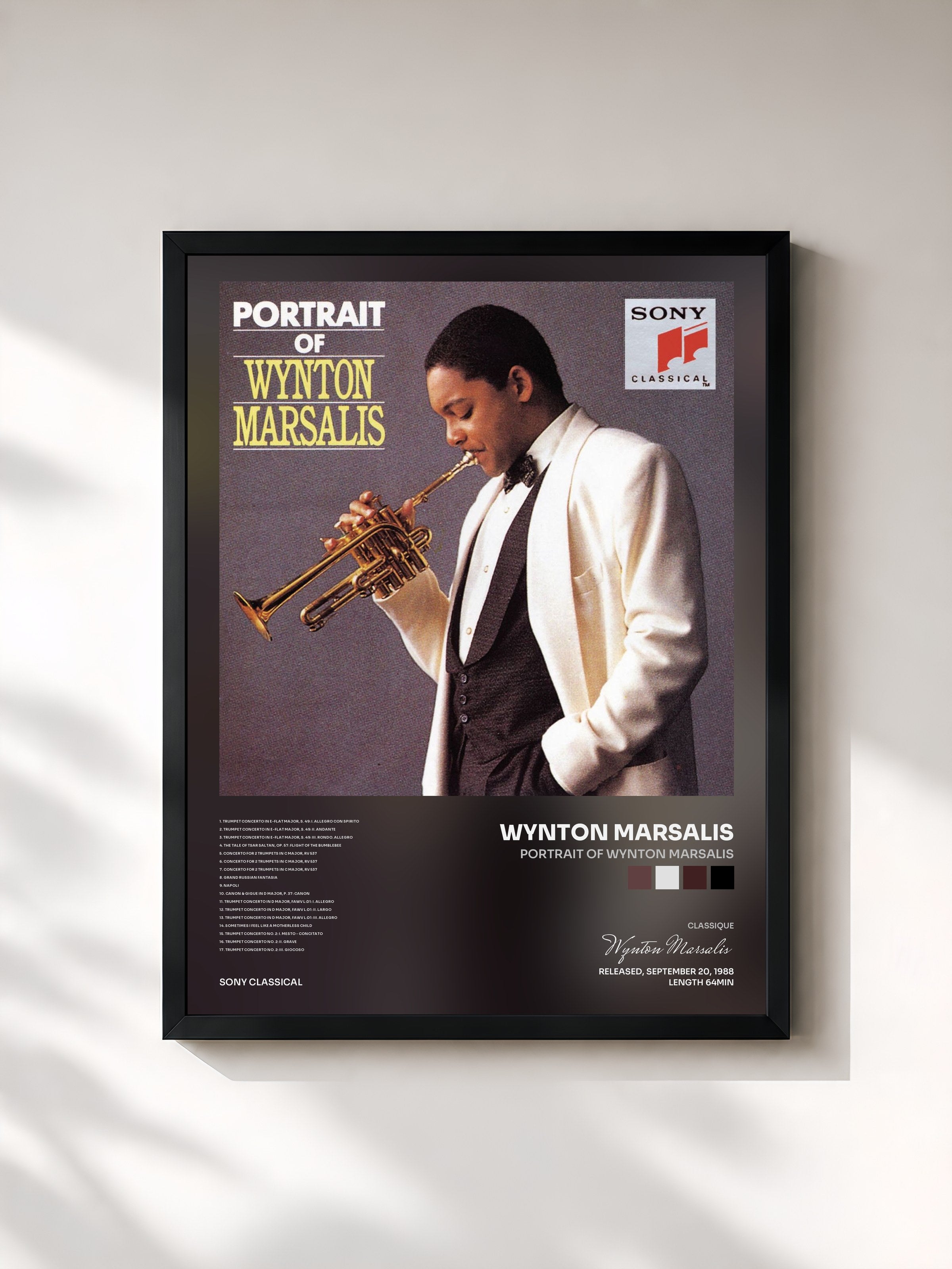 #noir Tableau de l'album Portrait of Wynton Marsalis de Wynton Marsalis, cadre noir, imprimé et encadré en France