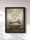 #noir Tableau de l'album Meu Canto - EP de Sandy, cadre noir, imprimé et encadré en France