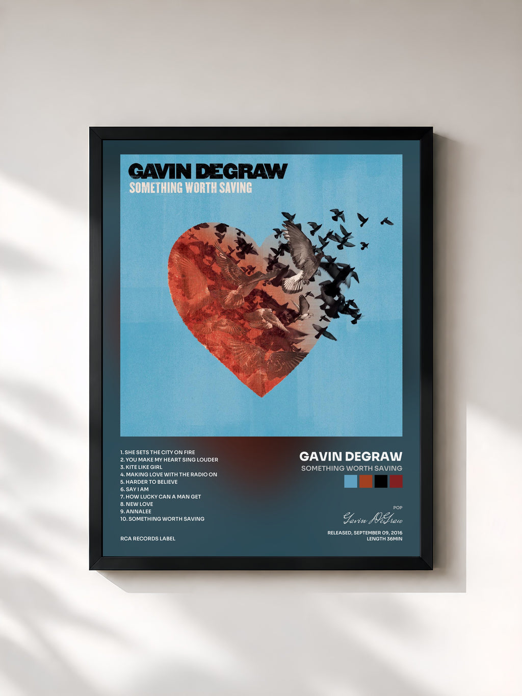 #noir Tableau de l'album Something Worth Saving de Gavin DeGraw, cadre noir, imprimé et encadré en France
