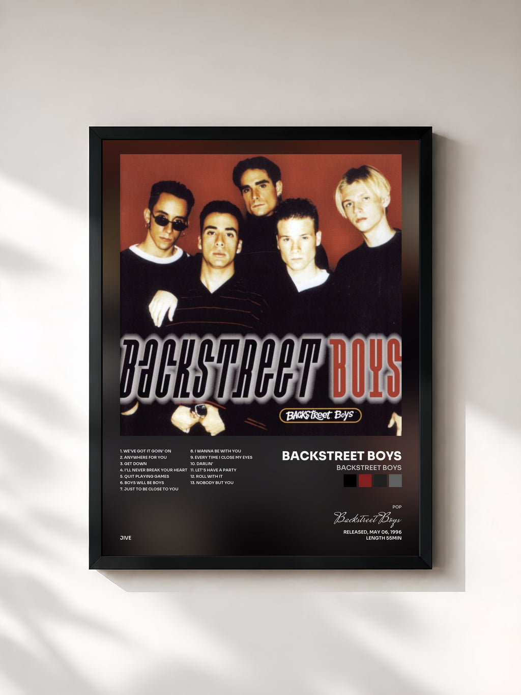 #noir Tableau de l'album Backstreet Boys de Backstreet Boys, cadre noir, imprimé et encadré en France