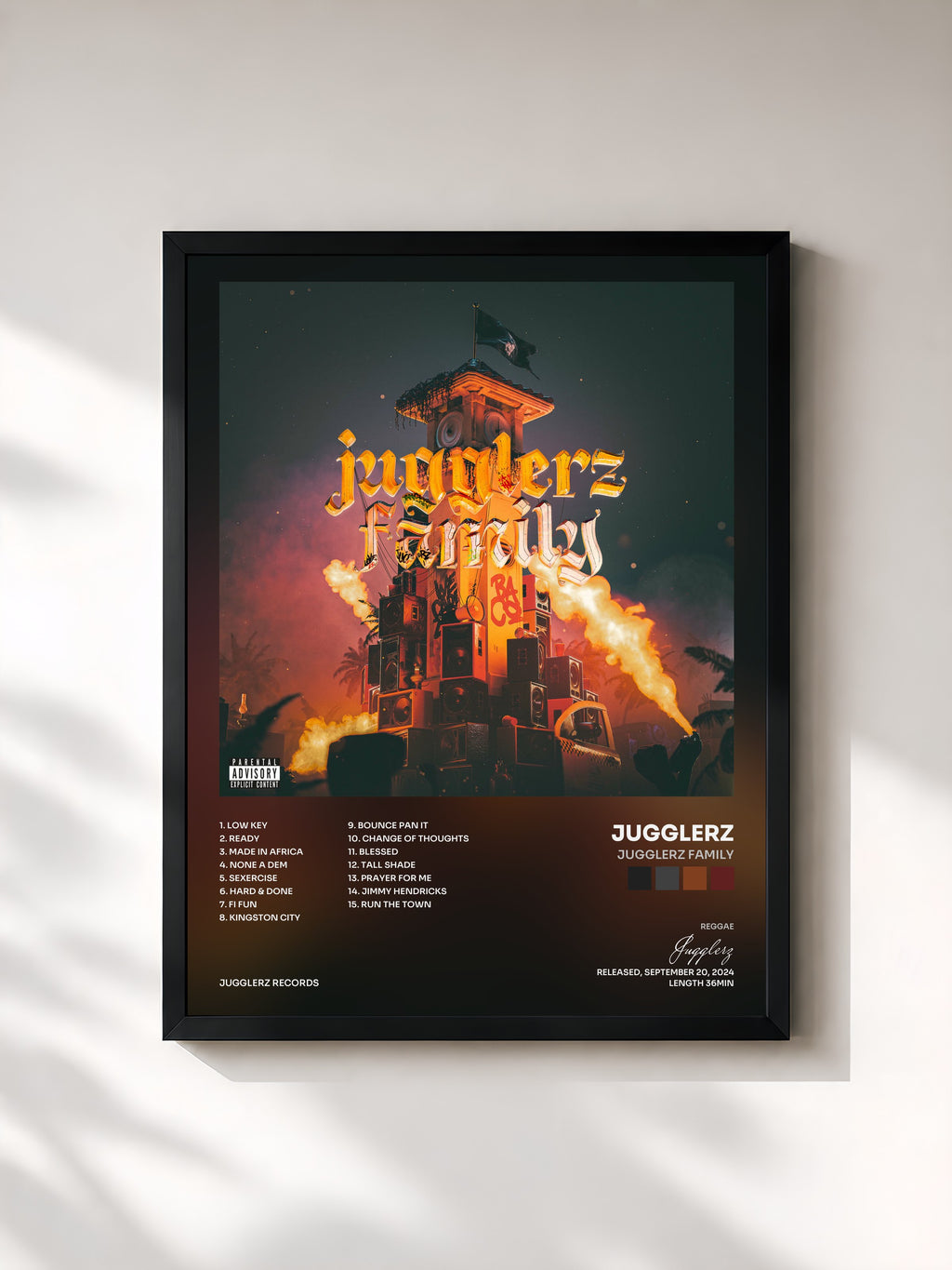 #noir Tableau de l'album Jugglerz Family de Jugglerz, cadre noir, imprimé et encadré en France