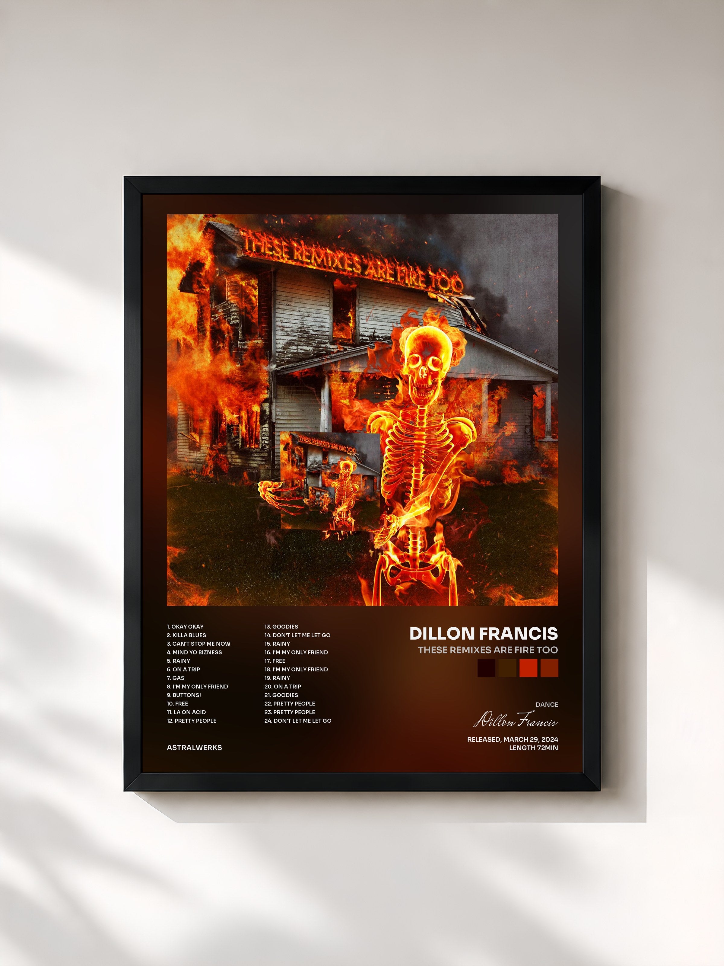 #noir Tableau de l'album These Remixes Are Fire TOO de Dillon Francis, cadre noir, imprimé et encadré en France