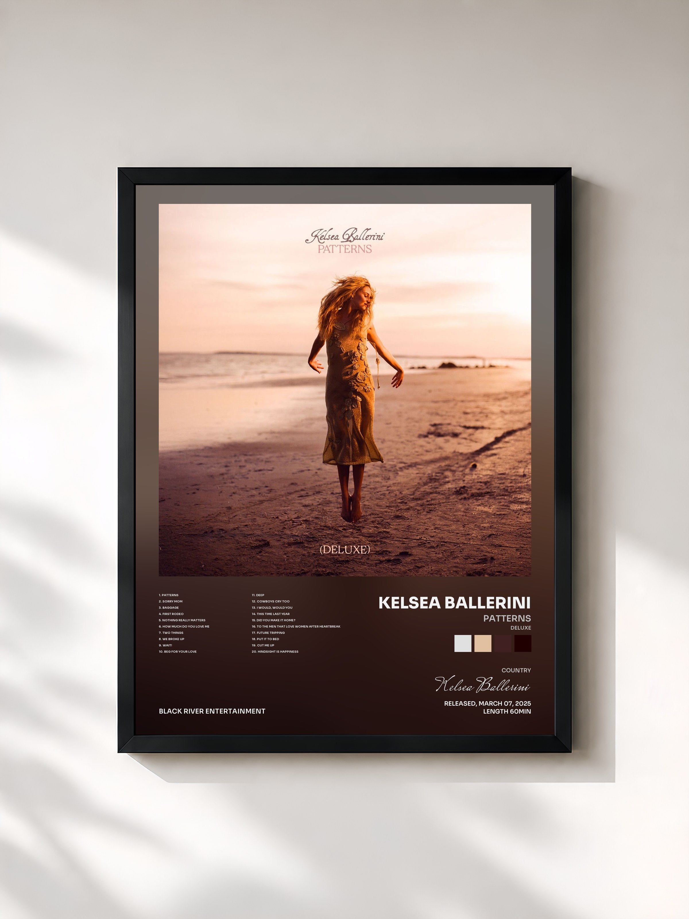 #noir Tableau de l'album PATTERNS (DELUXE) de Kelsea Ballerini, cadre noir, imprimé et encadré en France