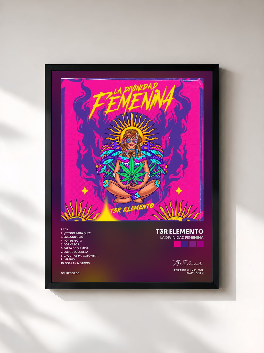 #noir Tableau de l'album La Divinidad Femenina de T3r Elemento, cadre noir, imprimé et encadré en France