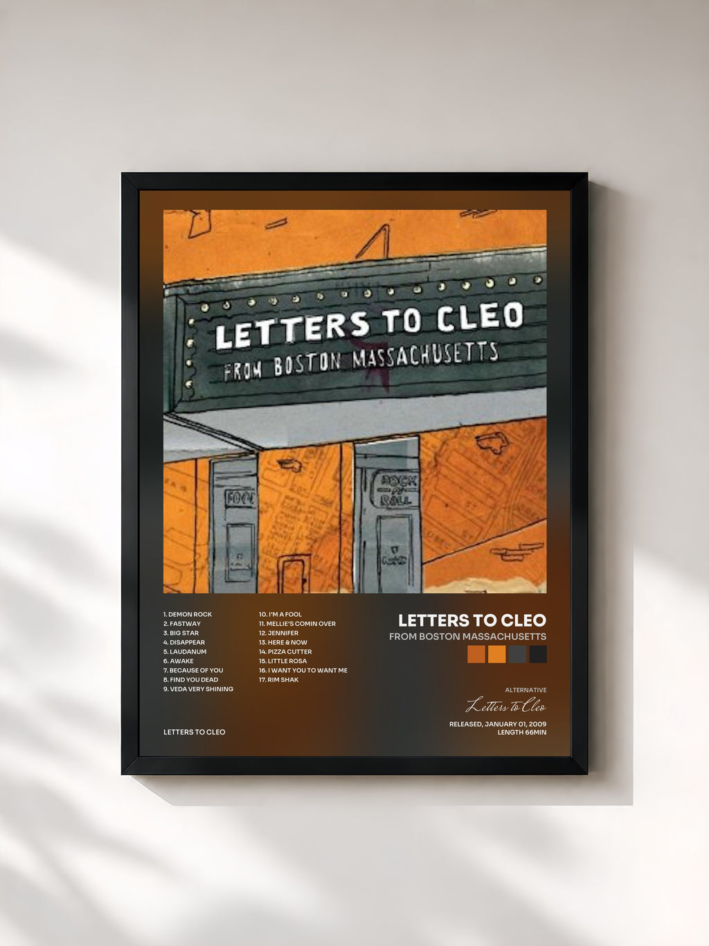 #noir Tableau de l'album From Boston Massachusetts de Letters to Cleo, cadre noir, imprimé et encadré en France