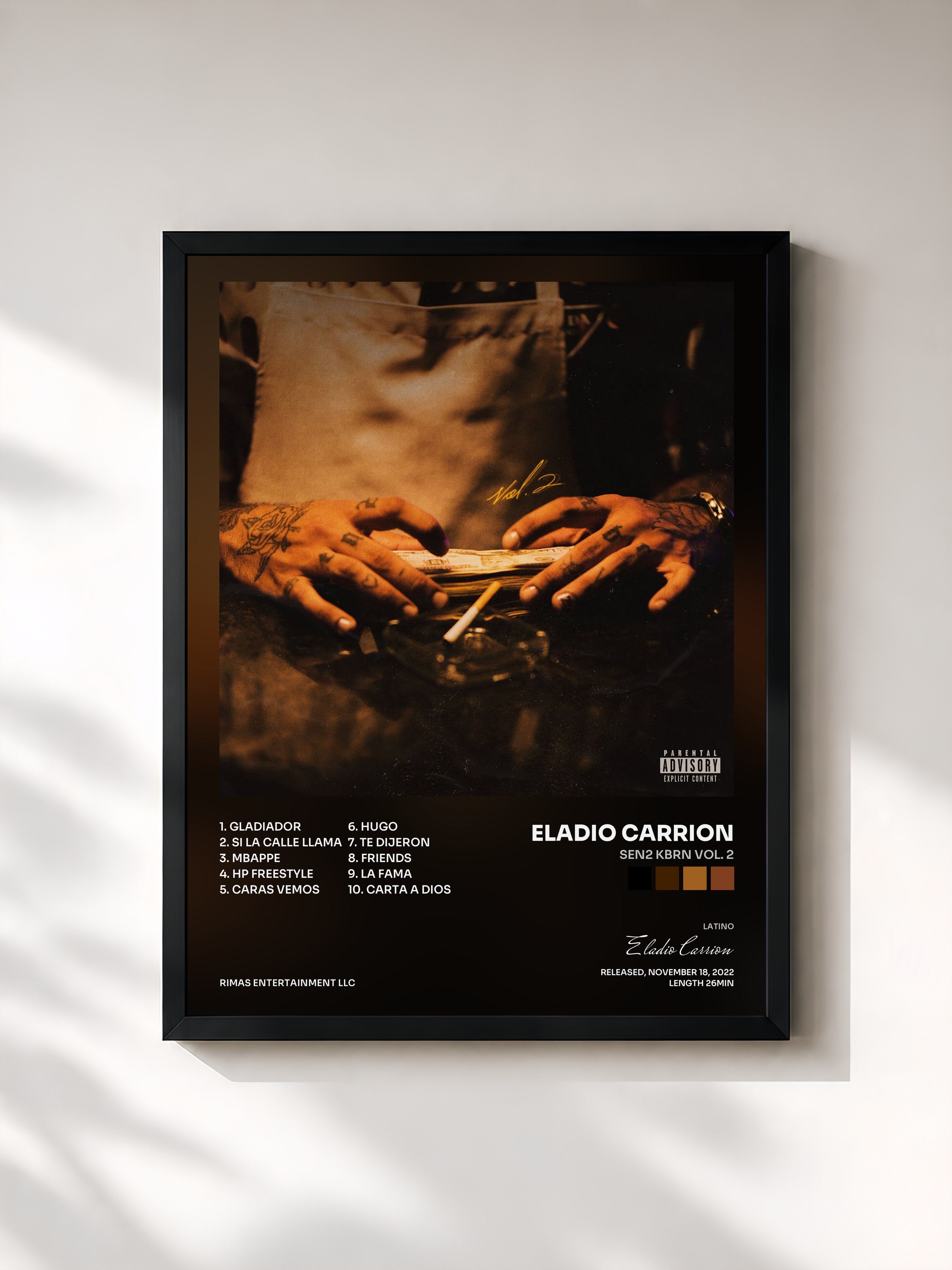 #noir Tableau de l'album SEN2 KBRN VOL. 2 de Eladio Carrion, cadre noir, imprimé et encadré en France
