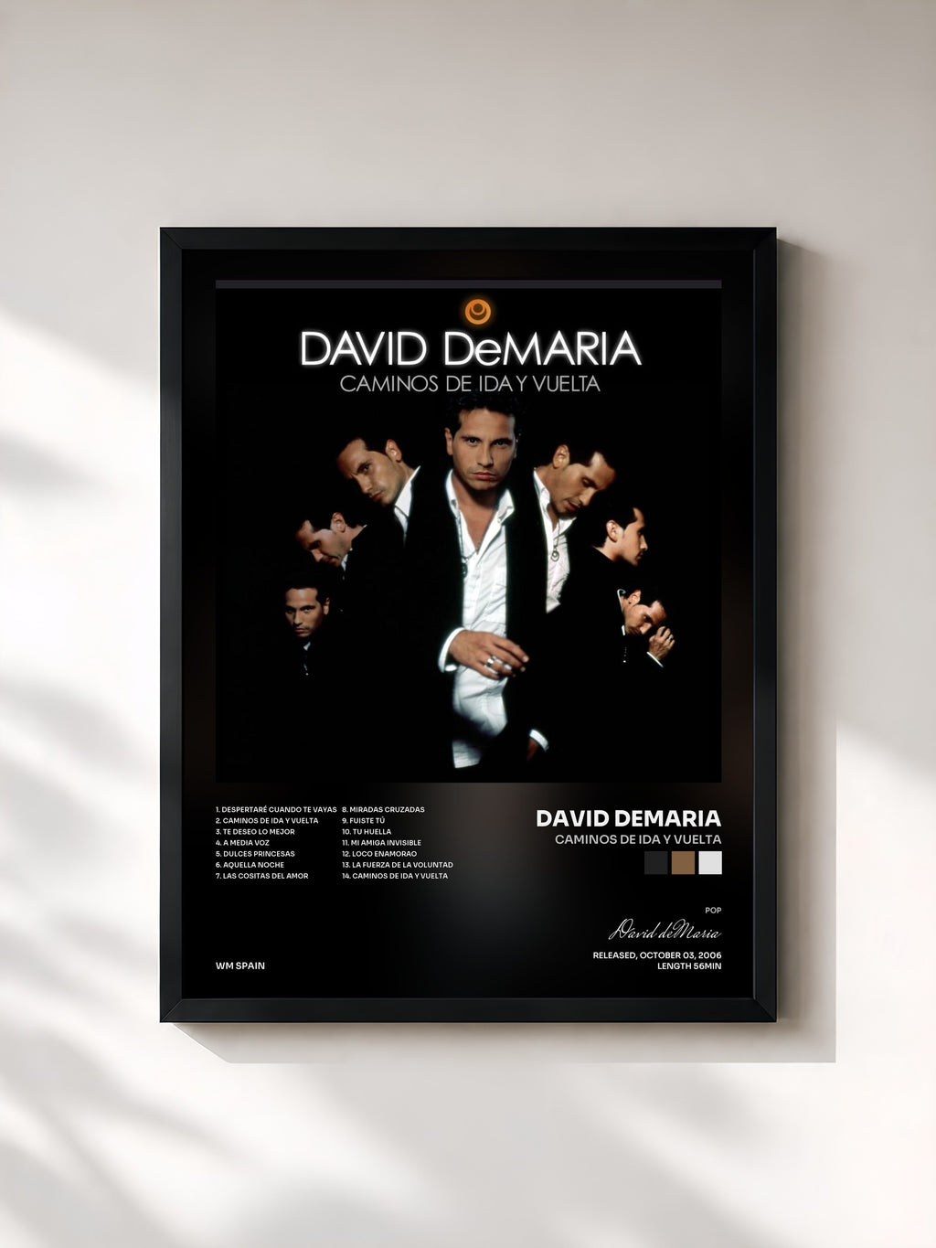 #noir Tableau de l'album Caminos de ida y vuelta de David deMaria, cadre noir, imprimé et encadré en France