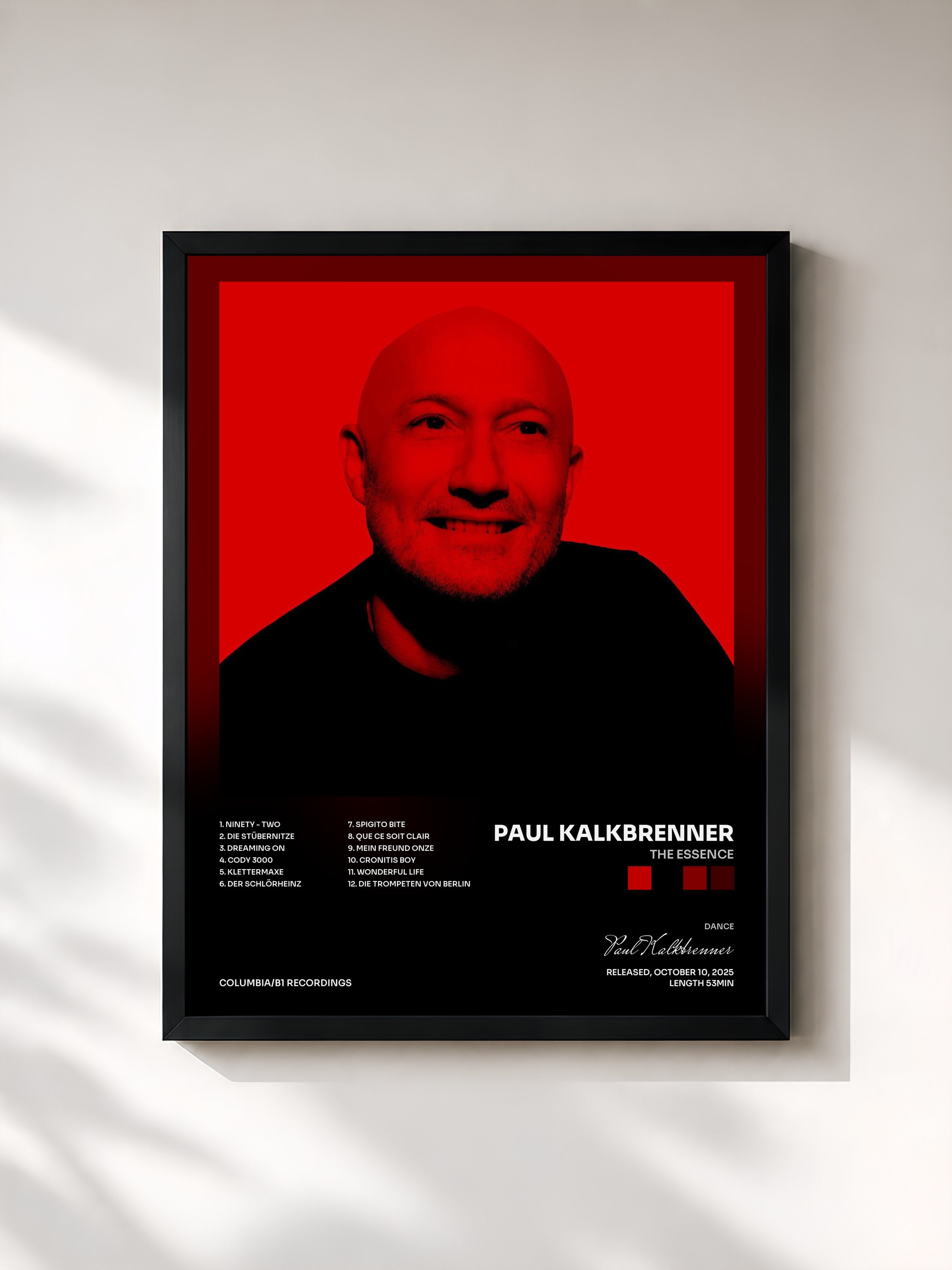 #noir Tableau de l'album THE ESSENCE de Paul Kalkbrenner, cadre noir, imprimé et encadré en France