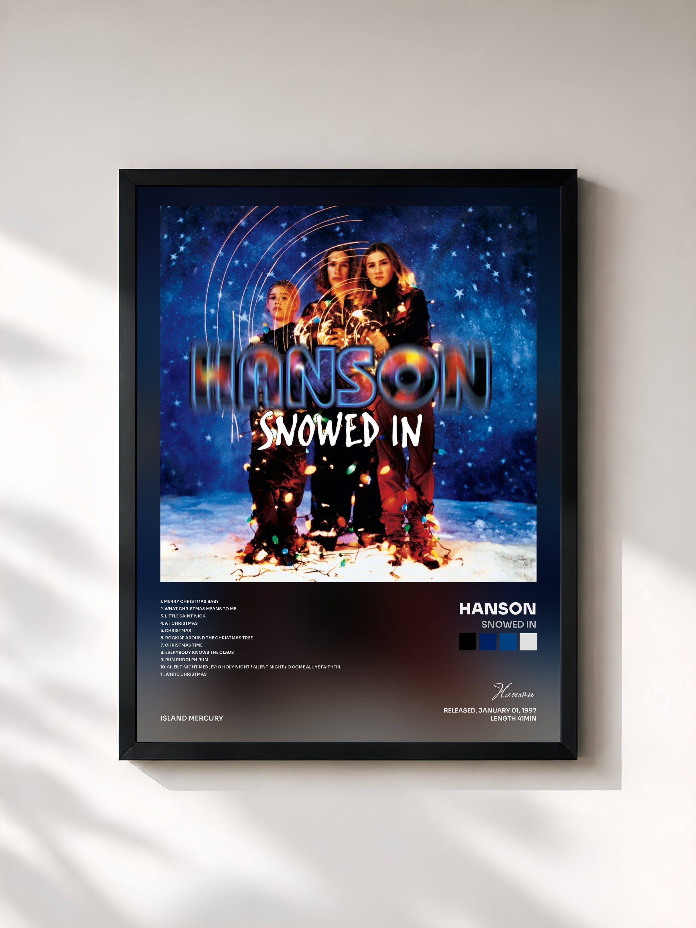 #noir Tableau de l'album Snowed In de Hanson, cadre noir, imprimé et encadré en France
