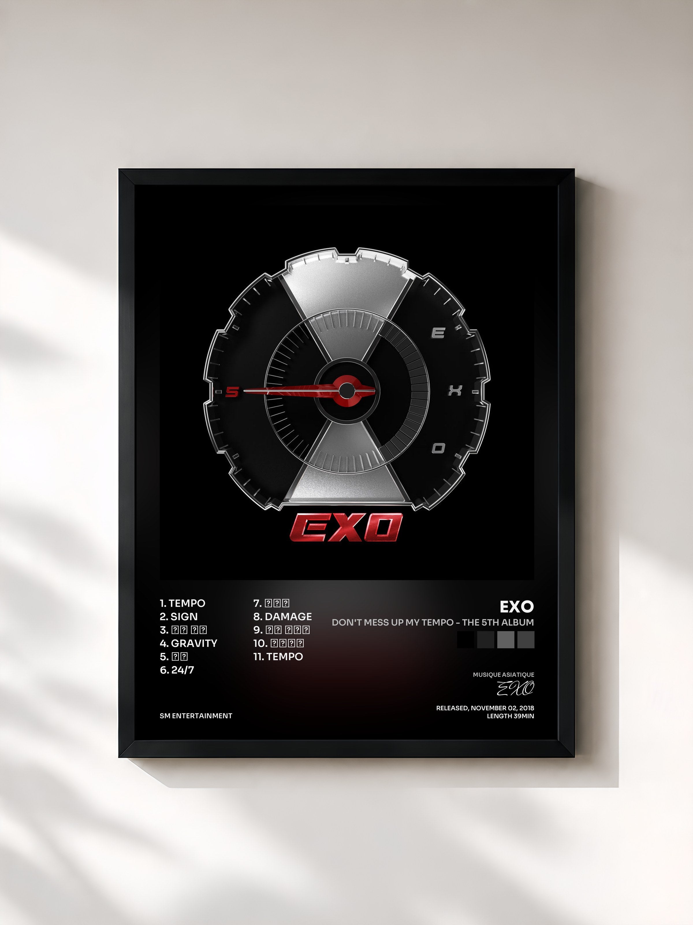 #noir Tableau de l'album DON'T MESS UP MY TEMPO - The 5th Album de EXO, cadre noir, imprimé et encadré en France