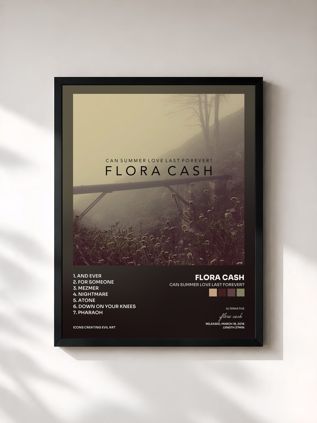 #noir Tableau de l'album Can Summer Love Last Forever? de flora cash, cadre noir, imprimé et encadré en France