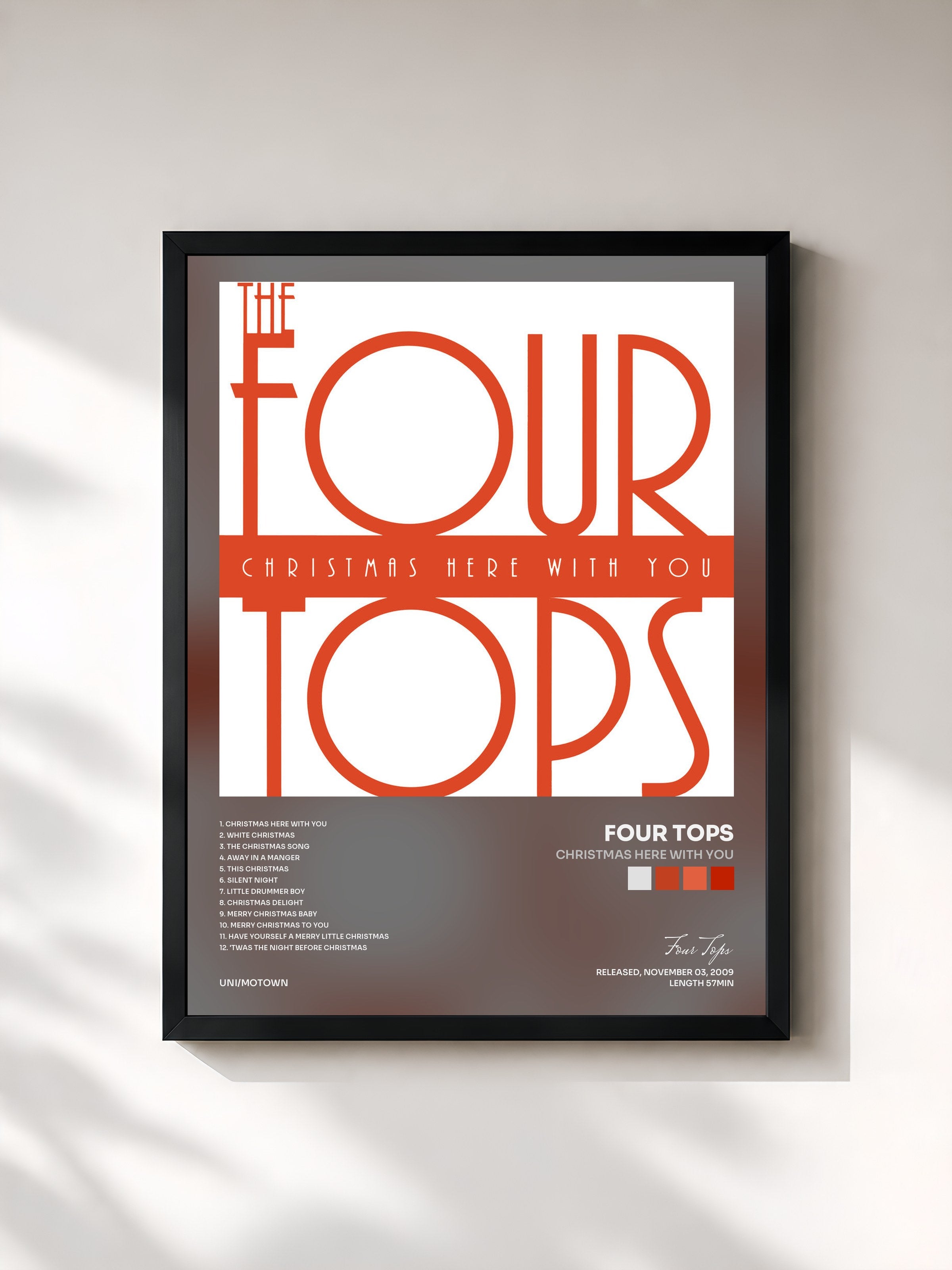#noir Tableau de l'album Christmas Here With You de Four Tops, cadre noir, imprimé et encadré en France