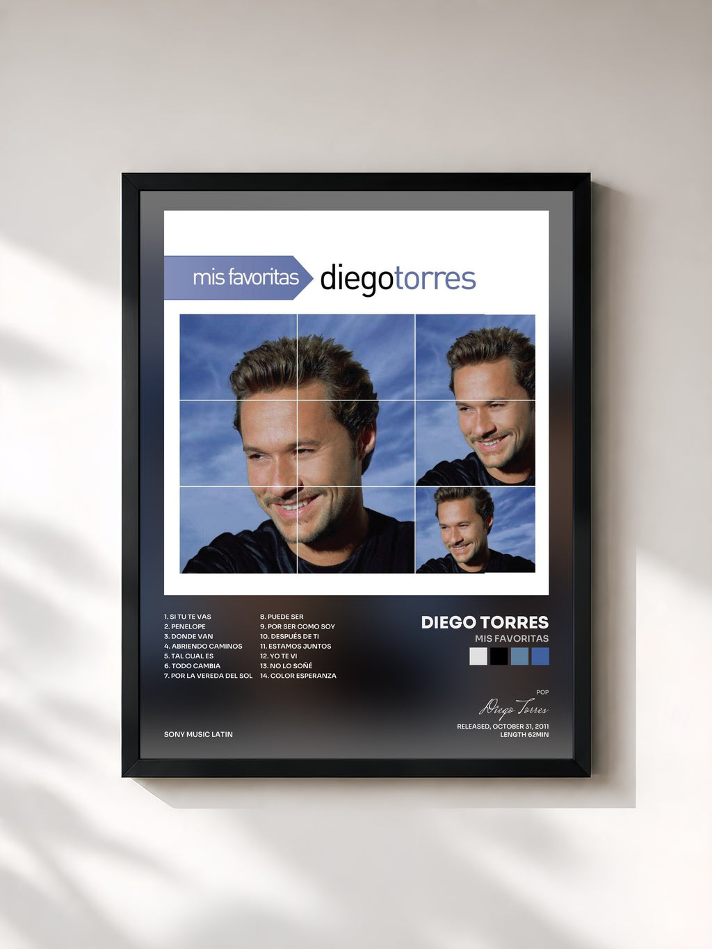 #noir Tableau de l'album Mis Favoritas de Diego Torres, cadre noir, imprimé et encadré en France