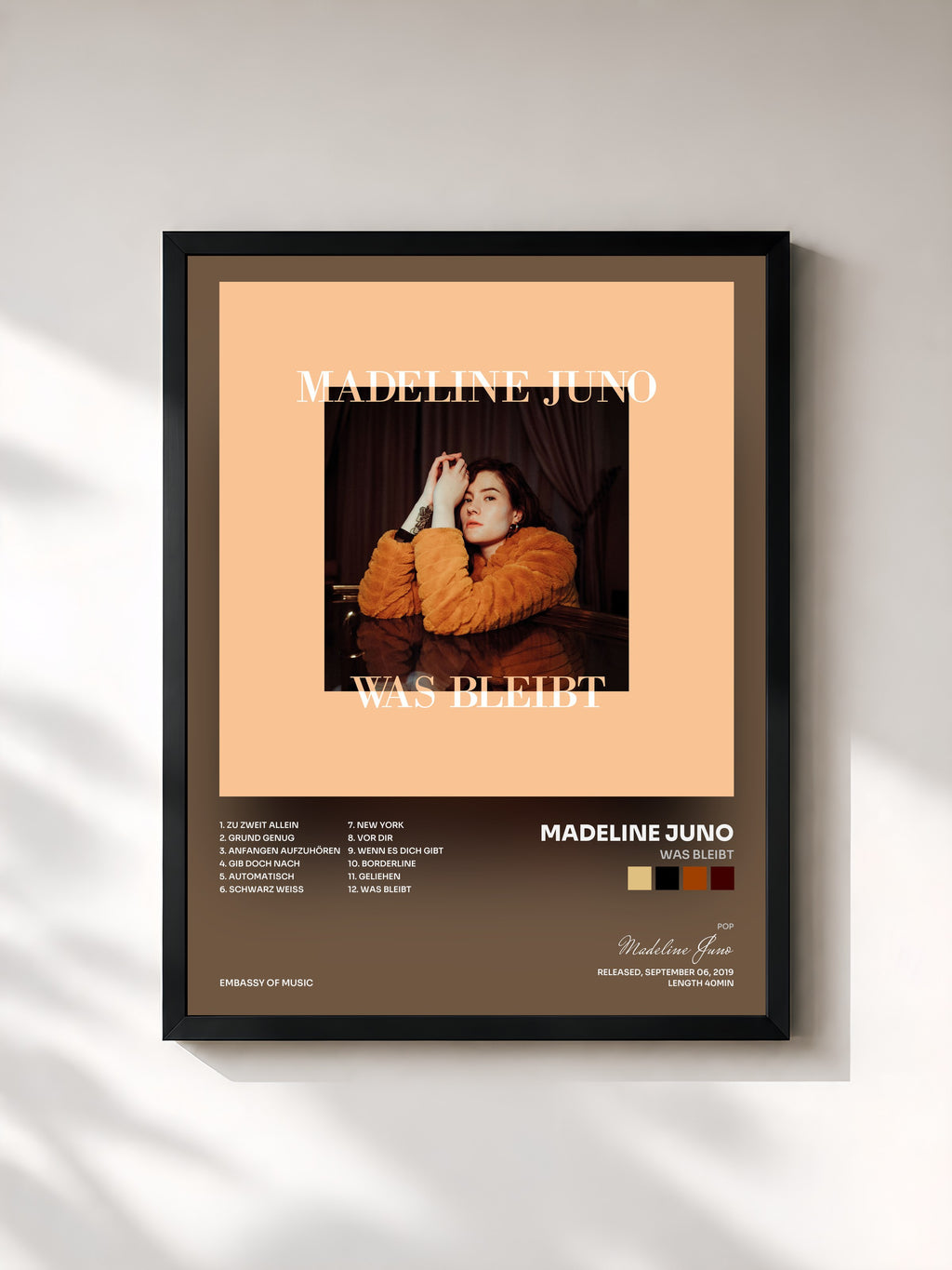 #noir Tableau de l'album Was bleibt de Madeline Juno, cadre noir, imprimé et encadré en France
