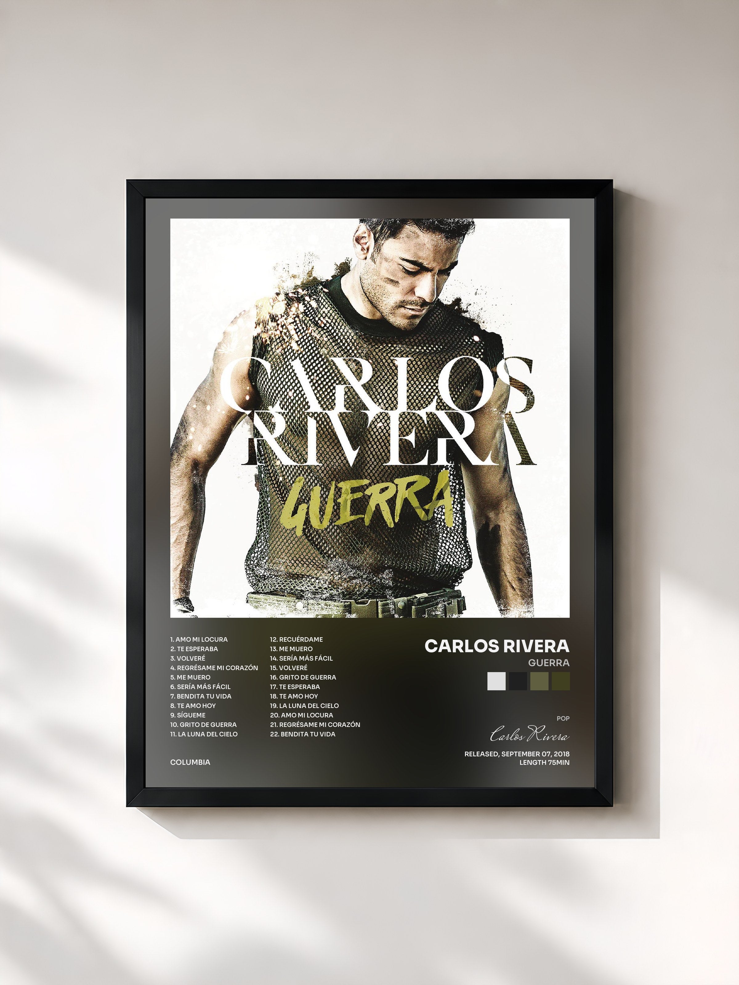 #noir Tableau de l'album Guerra de Carlos Rivera, cadre noir, imprimé et encadré en France