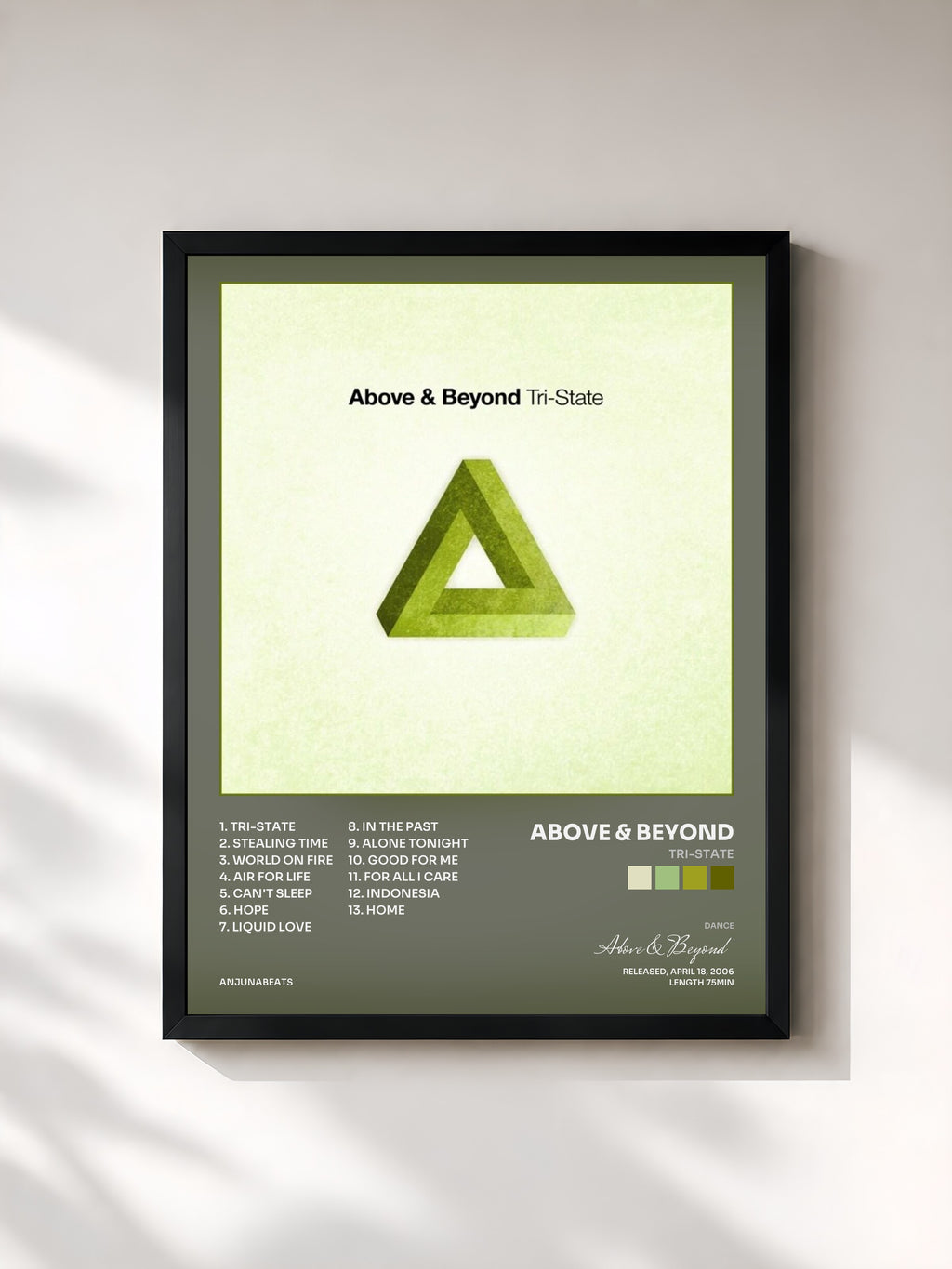 #noir Tableau de l'album Tri-State de Above & Beyond, cadre noir, imprimé et encadré en France