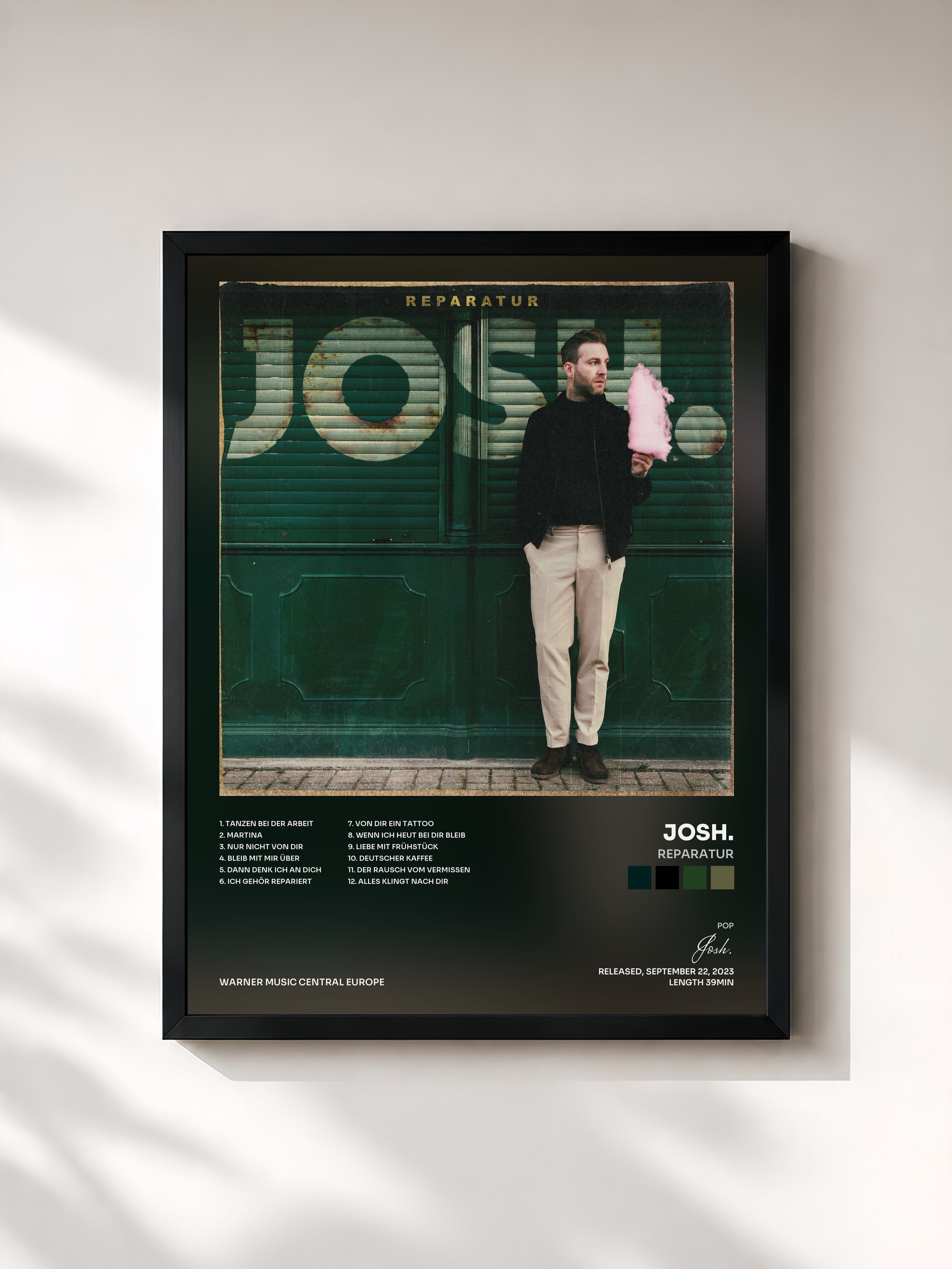 #noir Tableau de l'album Reparatur de Josh., cadre noir, imprimé et encadré en France