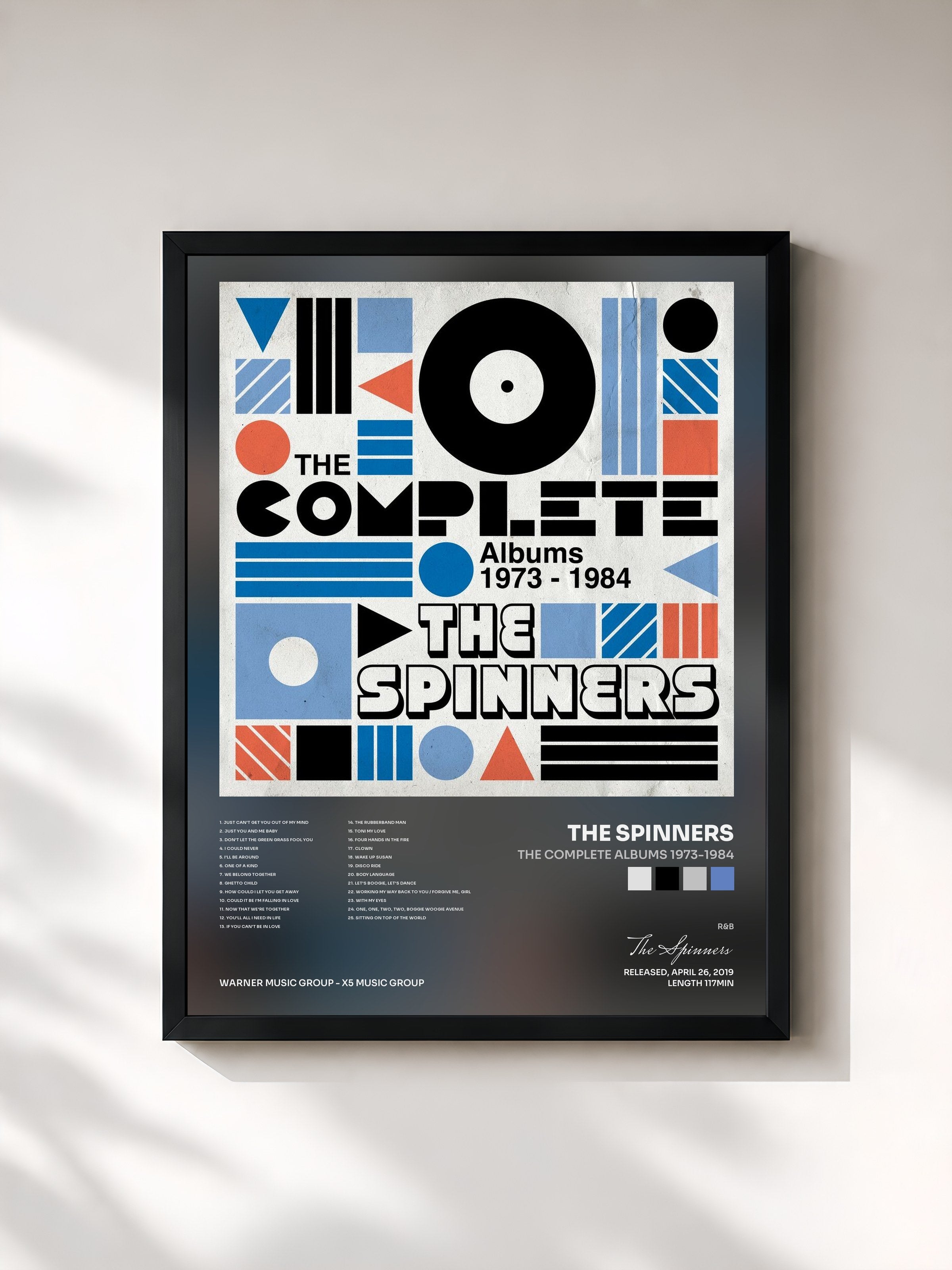 #noir Tableau de l'album The Complete Albums 1973-1984 de The Spinners, cadre noir, imprimé et encadré en France