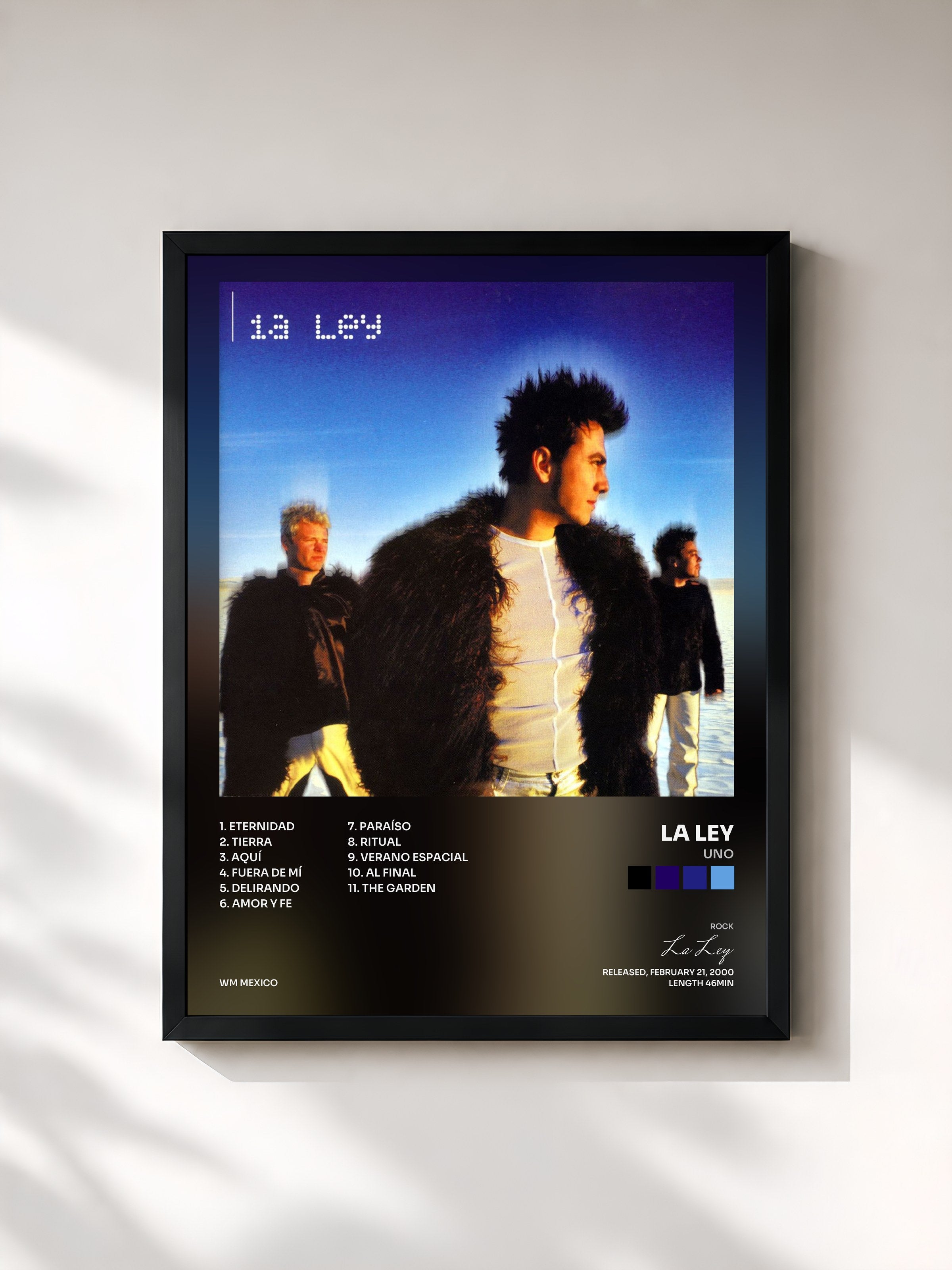 #noir Tableau de l'album Uno de La Ley, cadre noir, imprimé et encadré en France