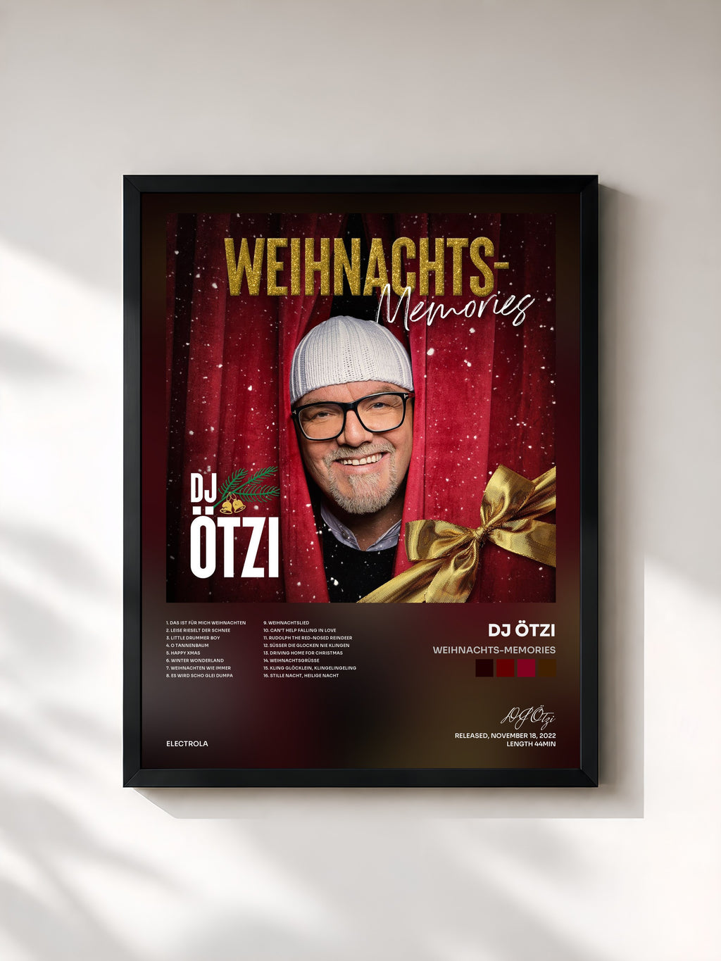 #noir Tableau de l'album Weihnachts-Memories de DJ Ötzi, cadre noir, imprimé et encadré en France