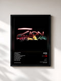 #noir Tableau de l'album Zion de Zion, cadre noir, imprimé et encadré en France