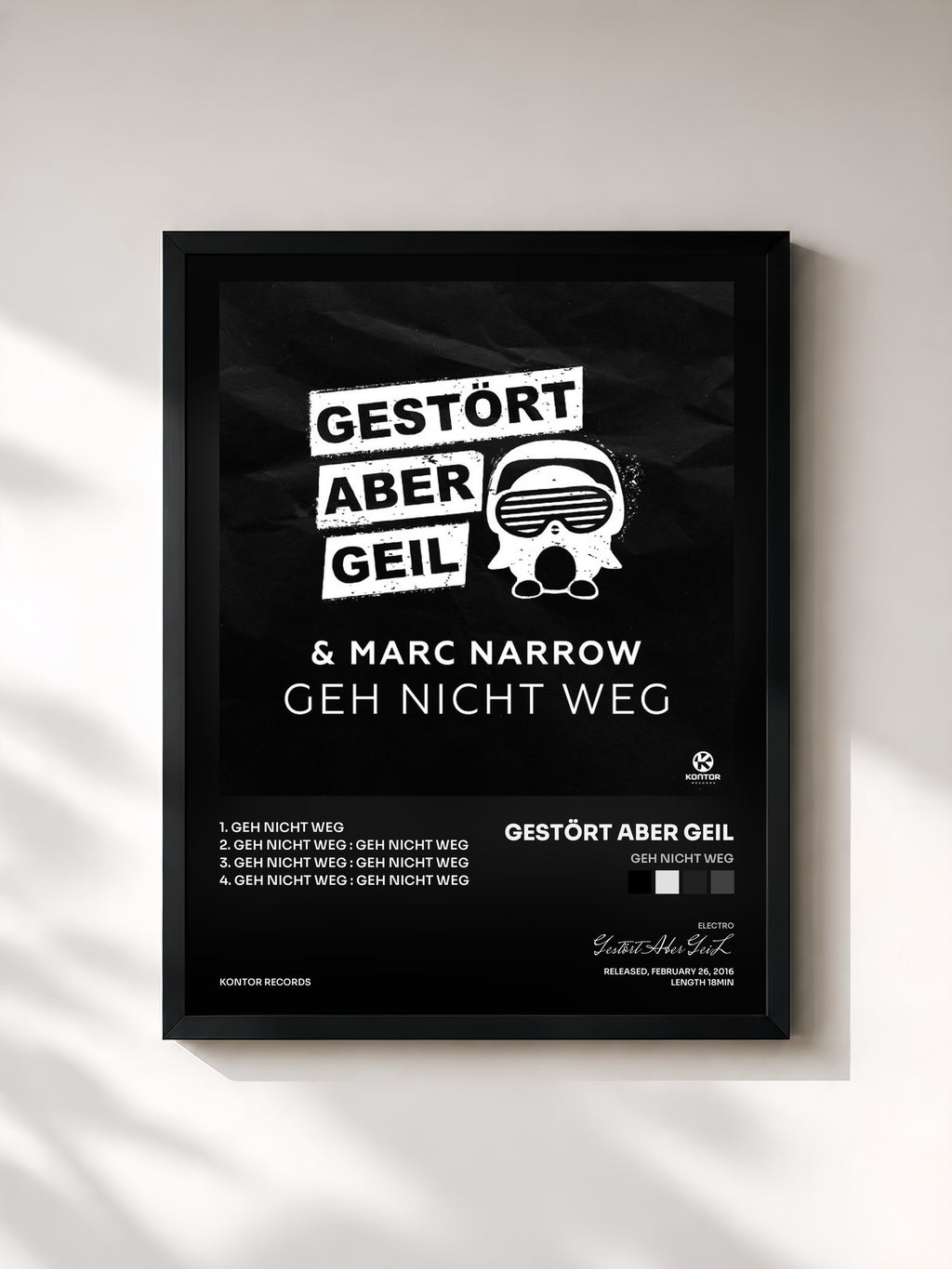 #noir Tableau de l'album Geh Nicht Weg de Gestört Aber GeiL, cadre noir, imprimé et encadré en France