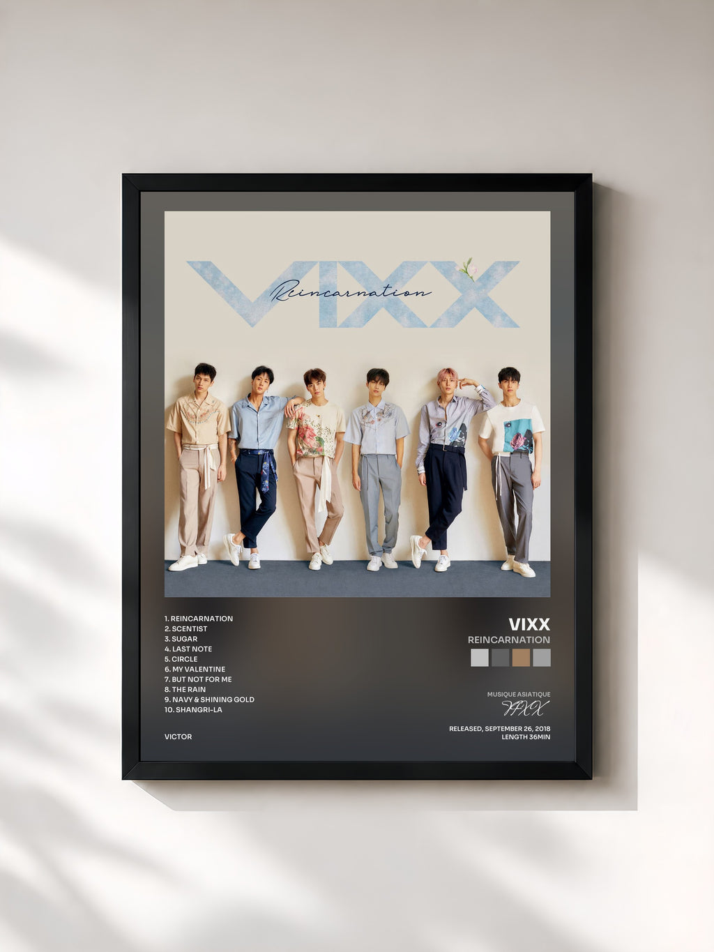 #noir Tableau de l'album Reincarnation de VIXX, cadre noir, imprimé et encadré en France