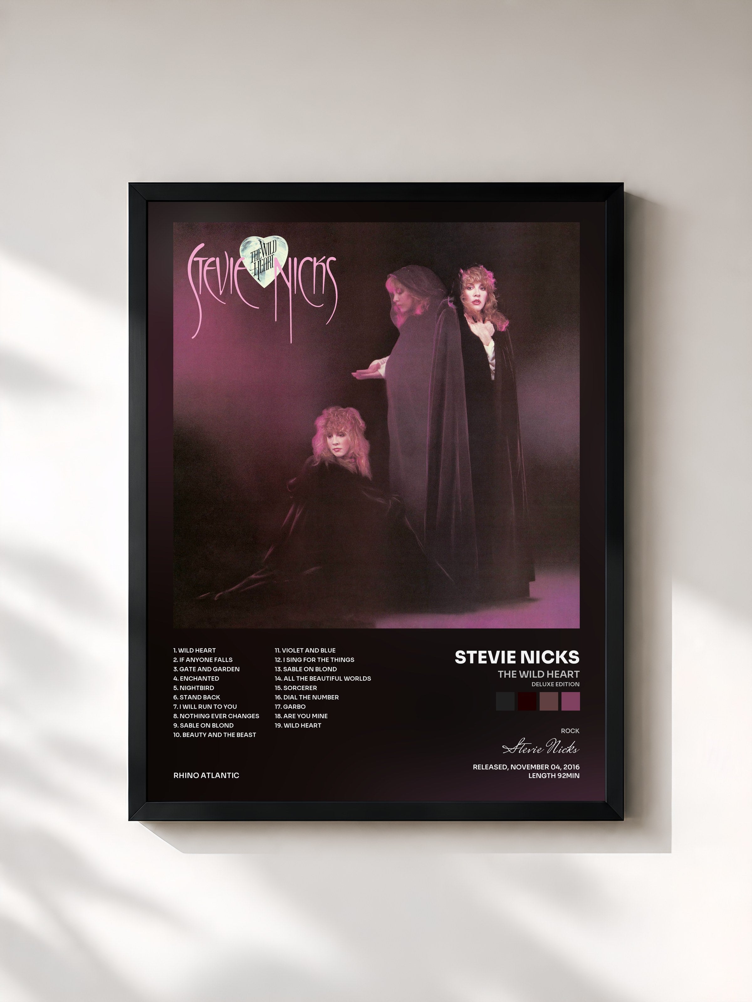 #noir Tableau de l'album The Wild Heart (Deluxe Edition) de Stevie Nicks, cadre noir, imprimé et encadré en France