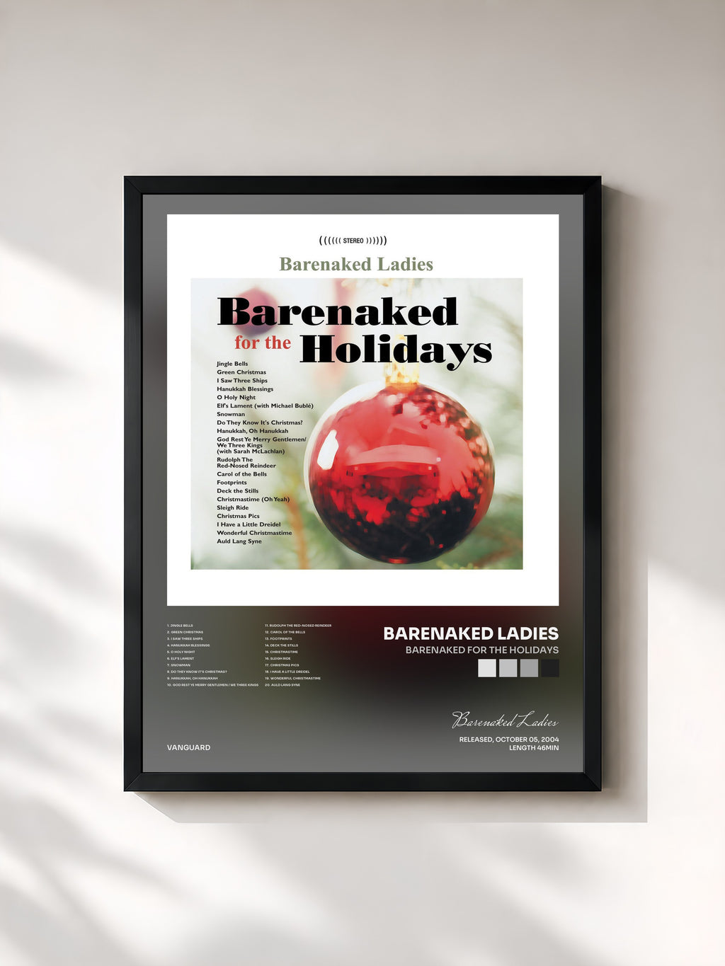 #noir Tableau de l'album Barenaked For The Holidays de Barenaked Ladies, cadre noir, imprimé et encadré en France