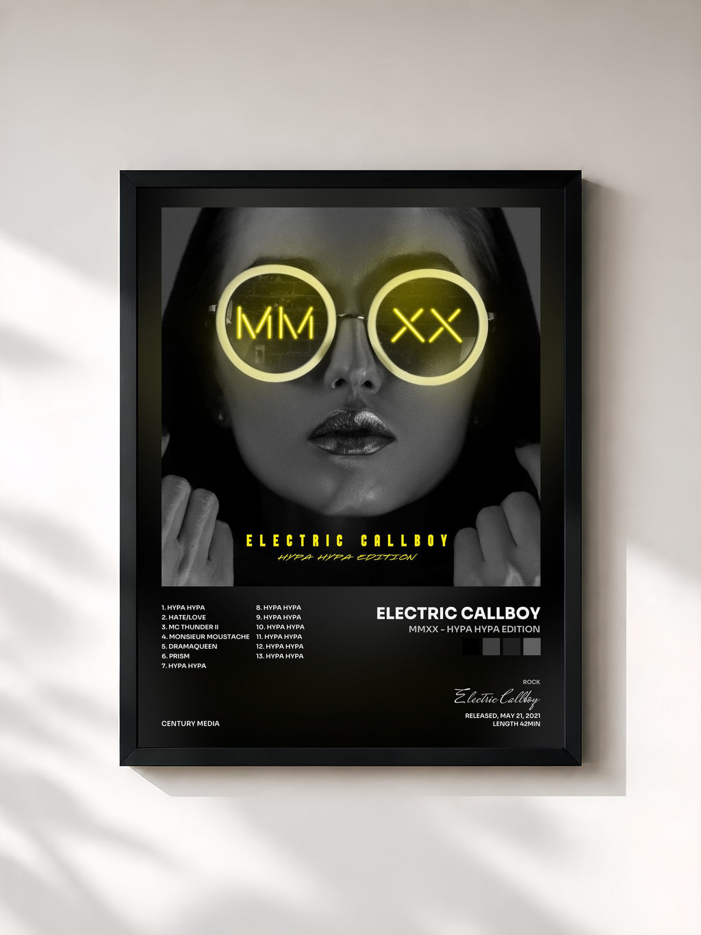 #noir Tableau de l'album MMXX - Hypa Hypa Edition de Electric Callboy, cadre noir, imprimé et encadré en France