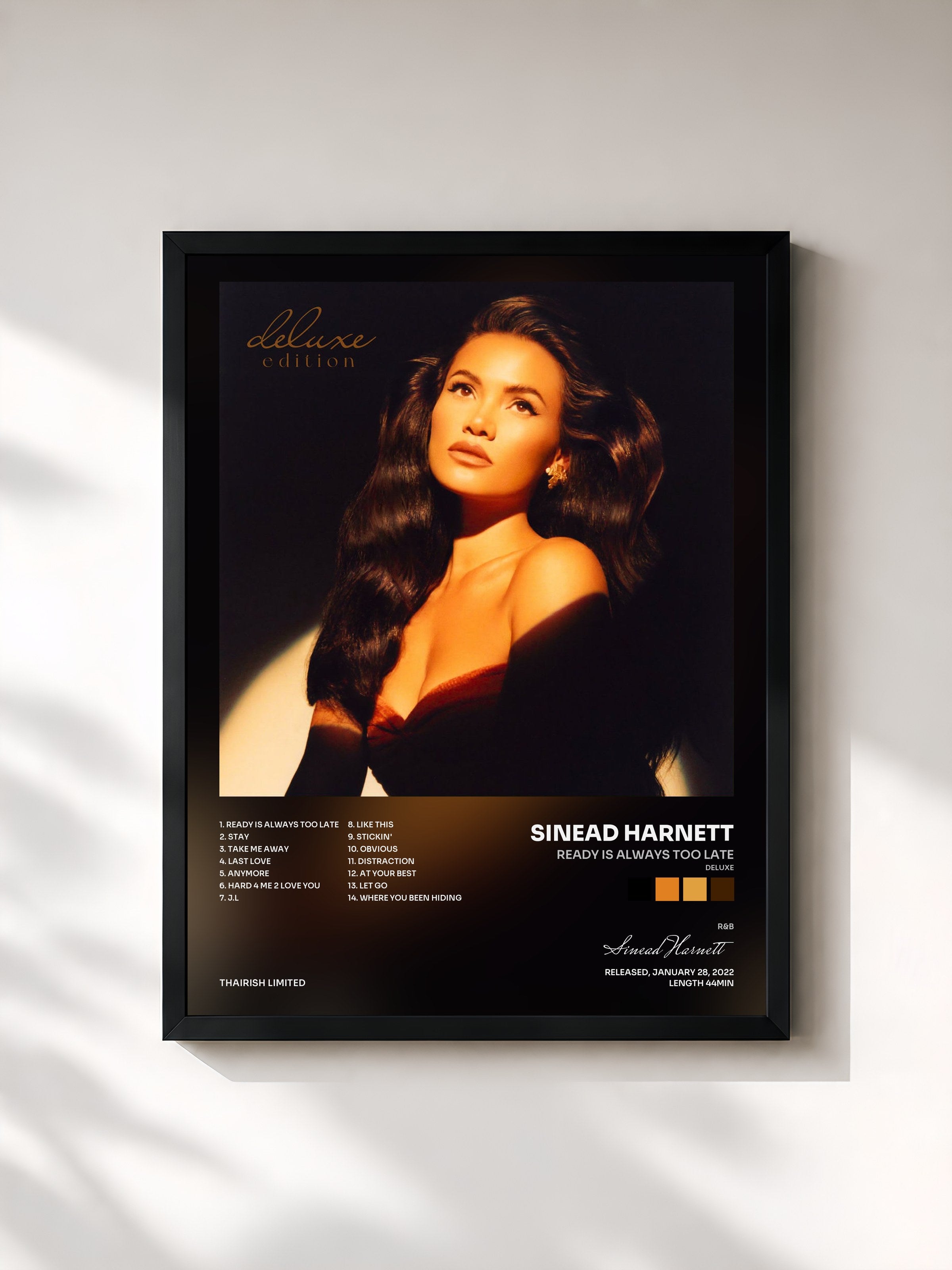 #noir Tableau de l'album Ready Is Always Too Late (Deluxe) de Sinead Harnett, cadre noir, imprimé et encadré en France
