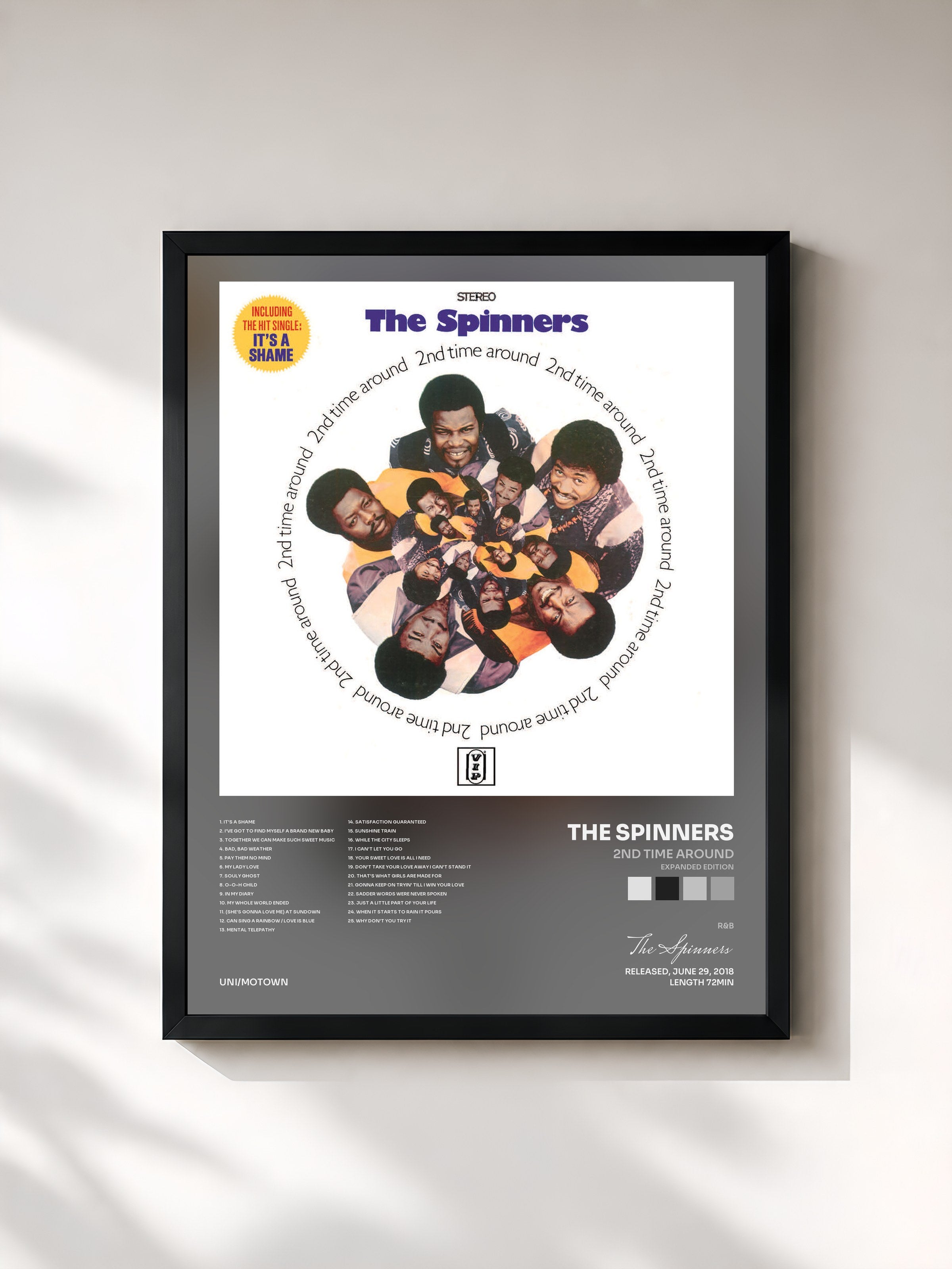 #noir Tableau de l'album 2nd Time Around (Expanded Edition) de The Spinners, cadre noir, imprimé et encadré en France