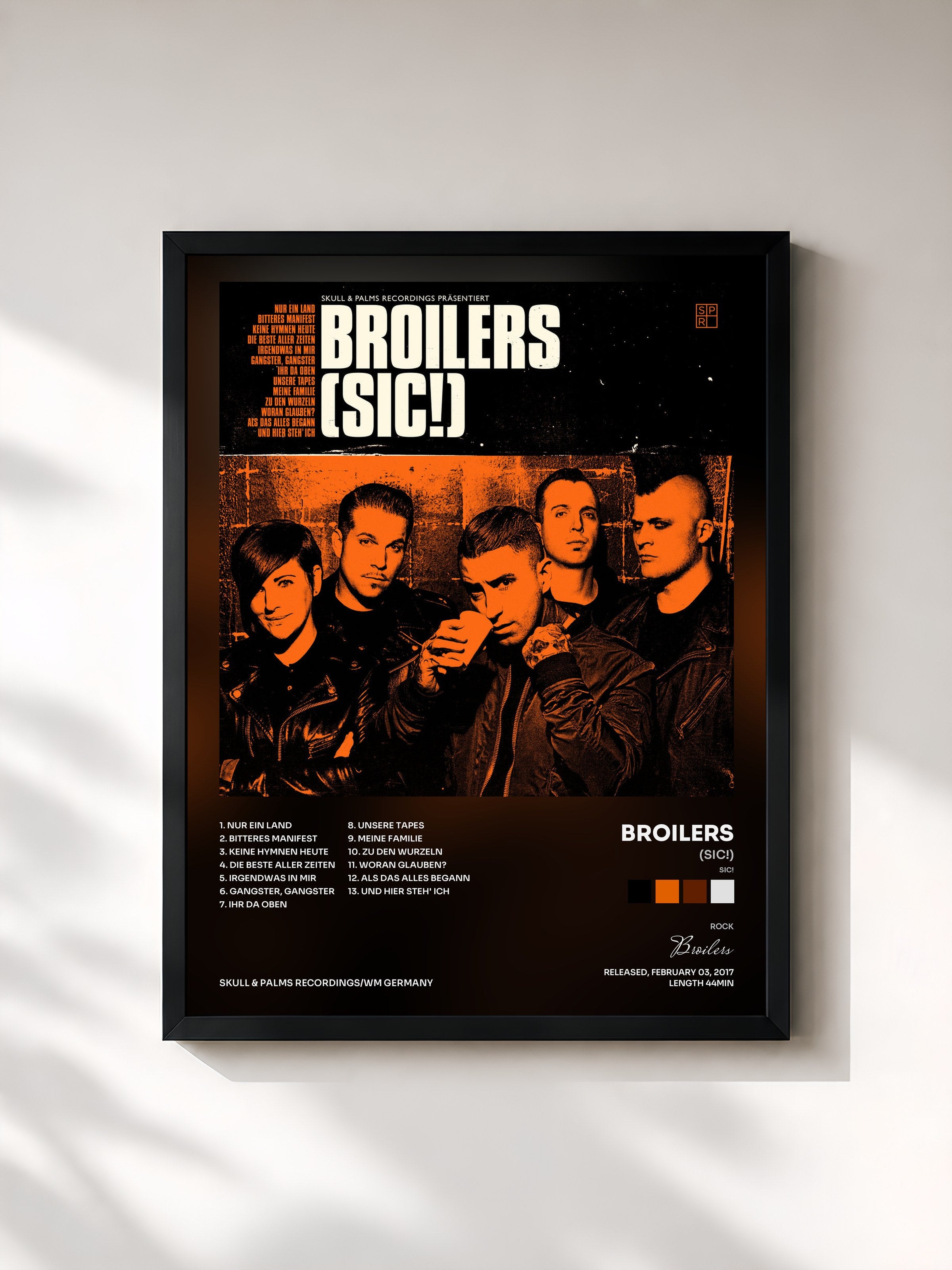 #noir Tableau de l'album (sic!) de Broilers, cadre noir, imprimé et encadré en France