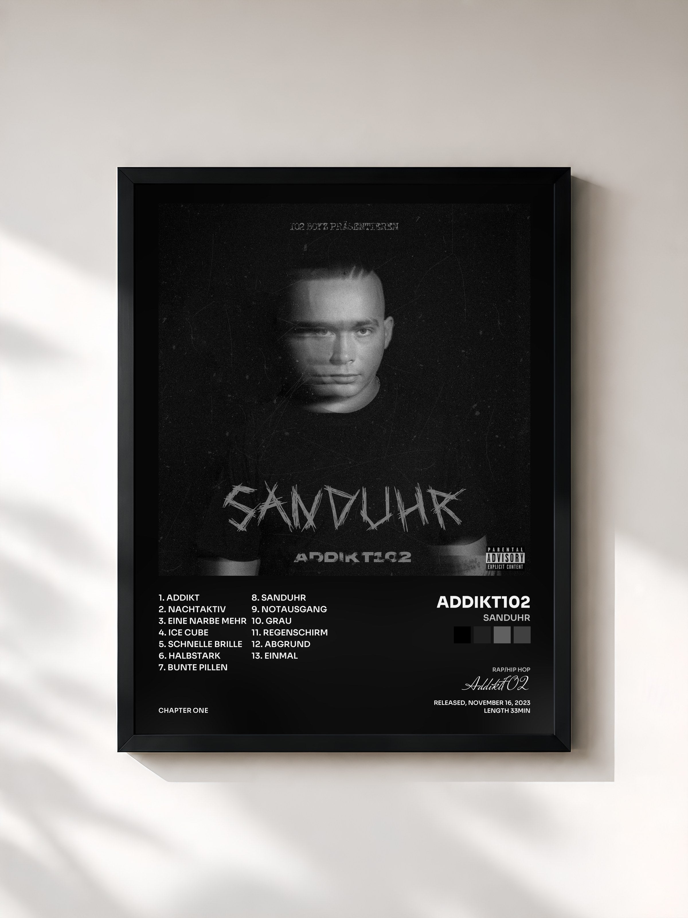 #noir Tableau de l'album Sanduhr de Addikt102, cadre noir, imprimé et encadré en France