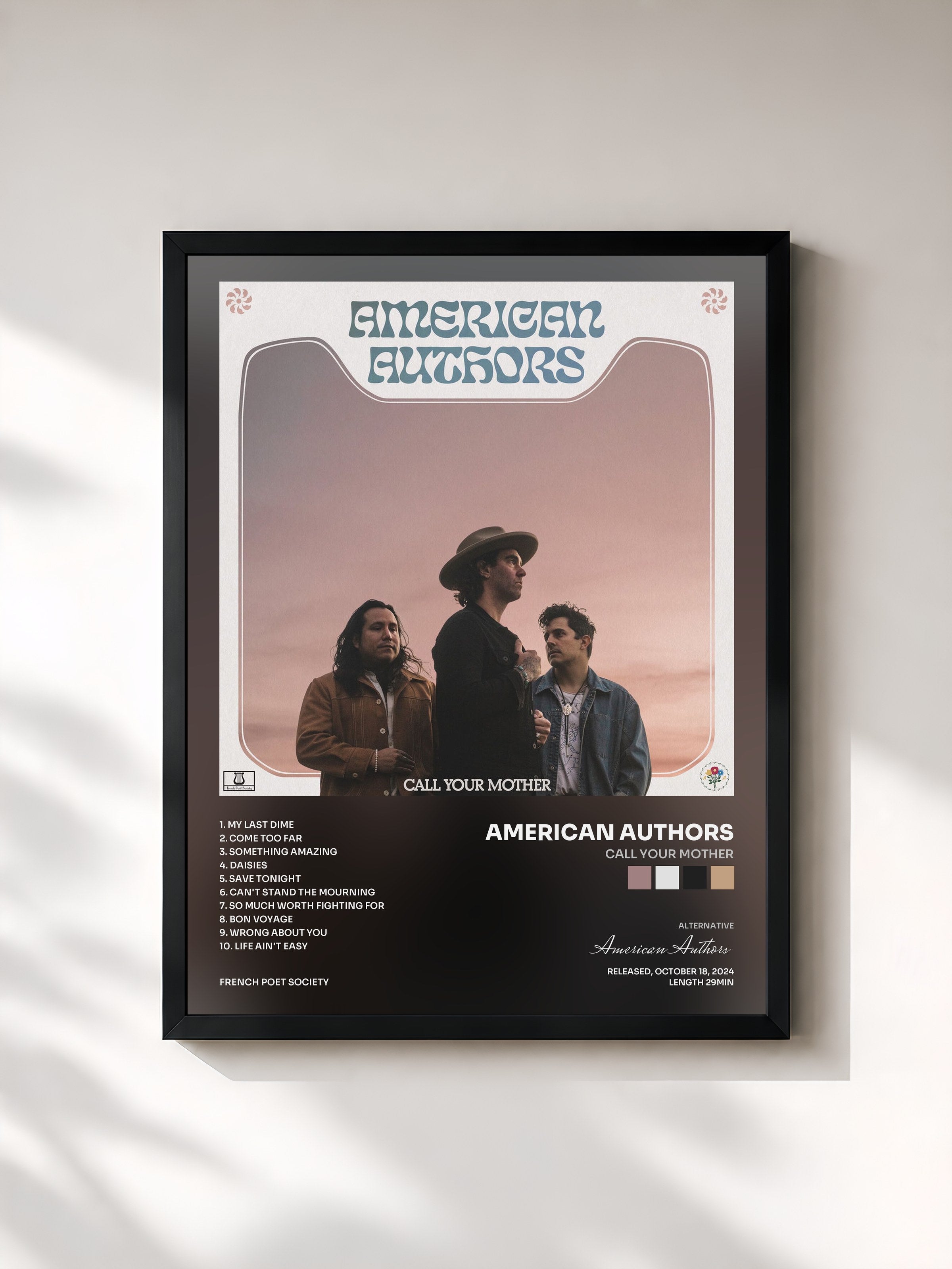 #noir Tableau de l'album Call Your Mother de American Authors, cadre noir, imprimé et encadré en France