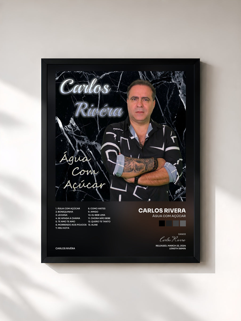 #noir Tableau de l'album Água Com Açúcar de Carlos Rivera, cadre noir, imprimé et encadré en France