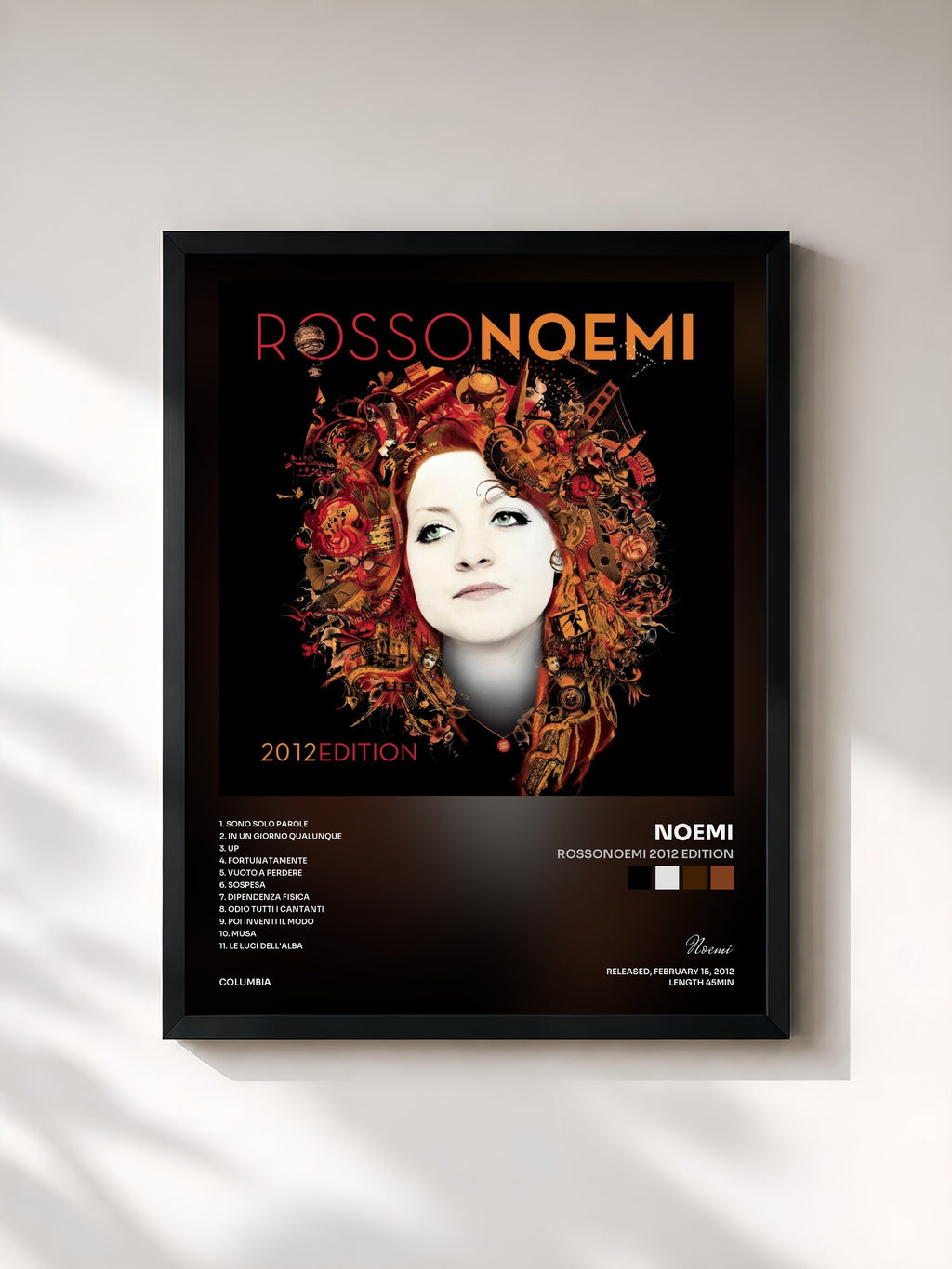 #noir Tableau de l'album RossoNoemi 2012 Edition de Noemi, cadre noir, imprimé et encadré en France