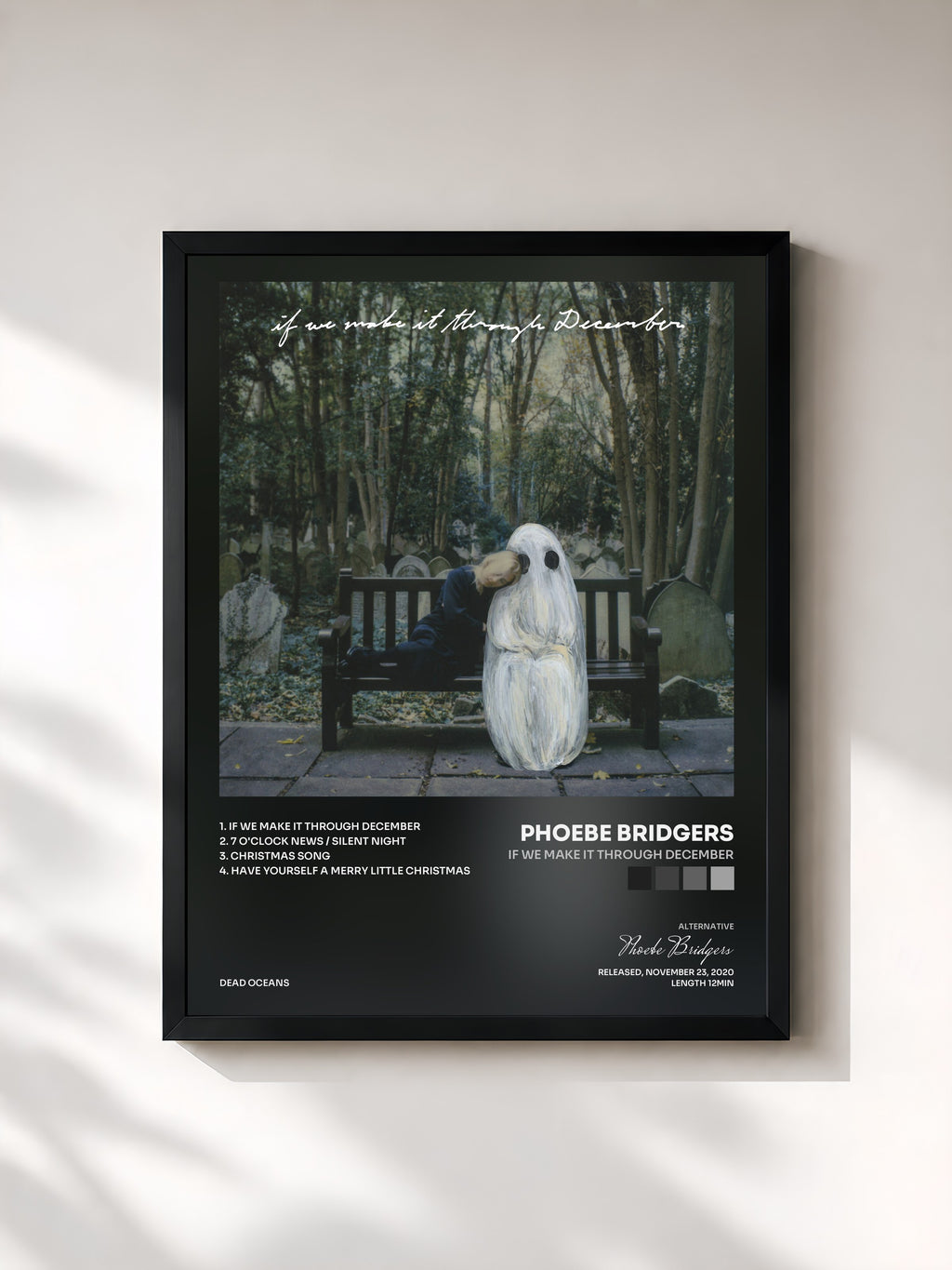 #noir Tableau de l'album If We Make It Through December de Phoebe Bridgers, cadre noir, imprimé et encadré en France