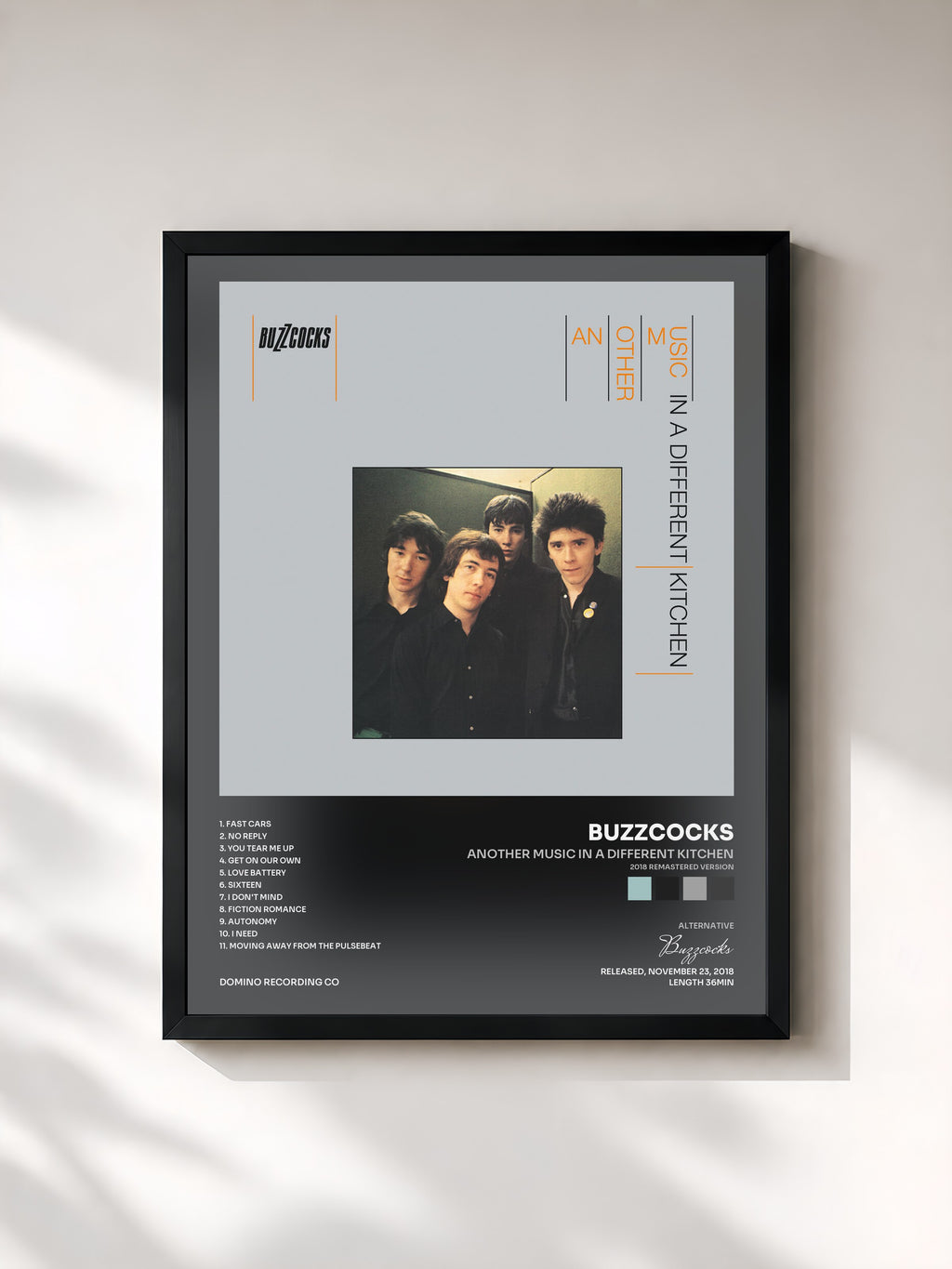 #noir Tableau de l'album Another Music In A Different Kitchen (2018 Remastered Version) de Buzzcocks, cadre noir, imprimé et encadré en France